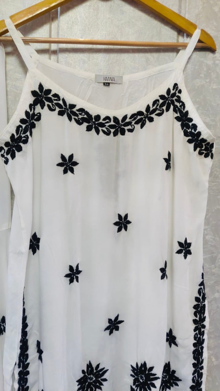 White & Black Chikankari Mul Cotton Sharara Set