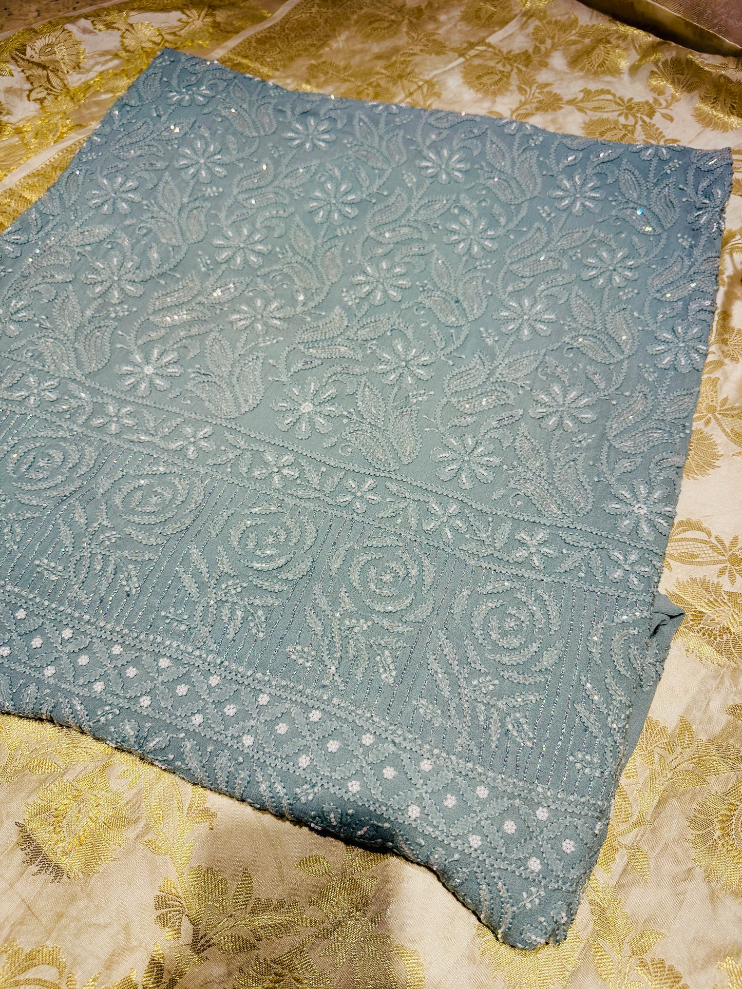 Viral Pearl & Cutdana Full Jaal Chikankari Unstitched Suit Set