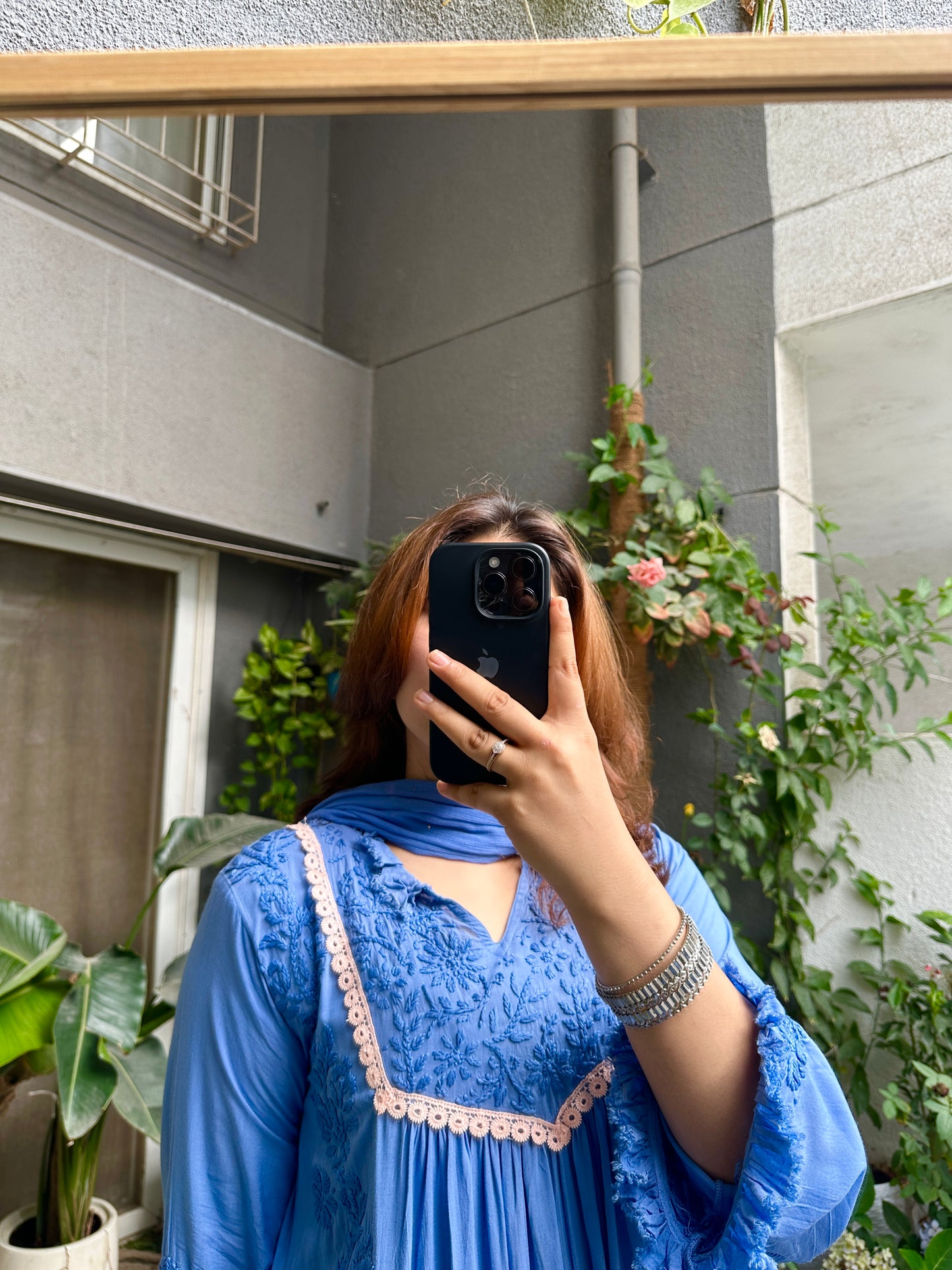 Periwinkle Blue Muslin Chikankari Kurta
