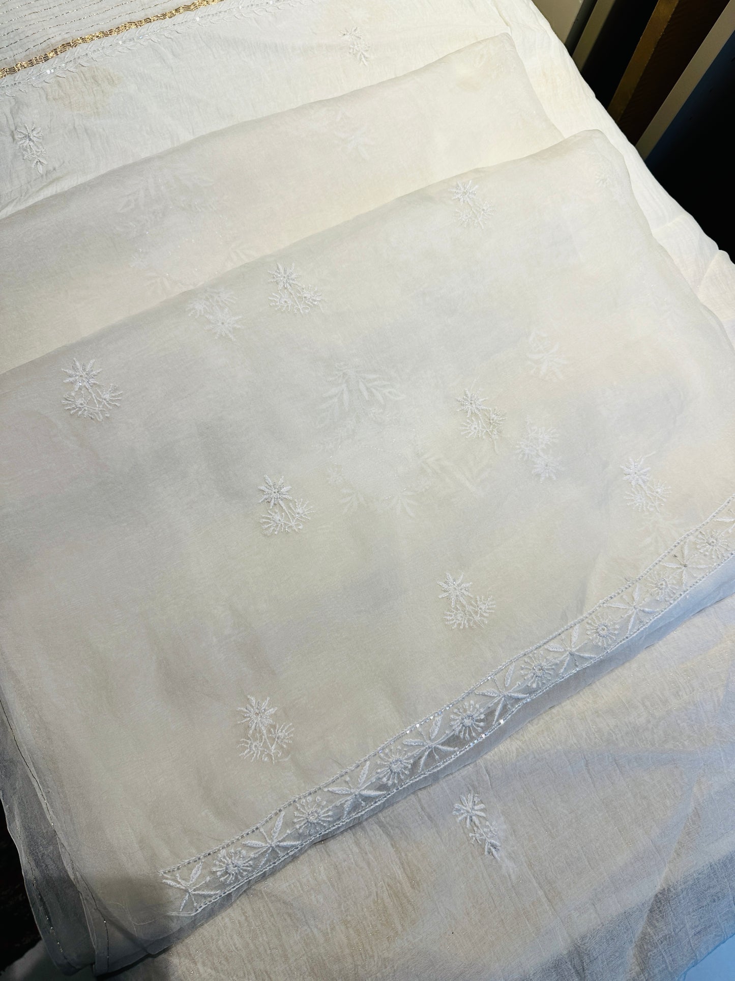 Pure Organza Silk Chikankari Suit Set