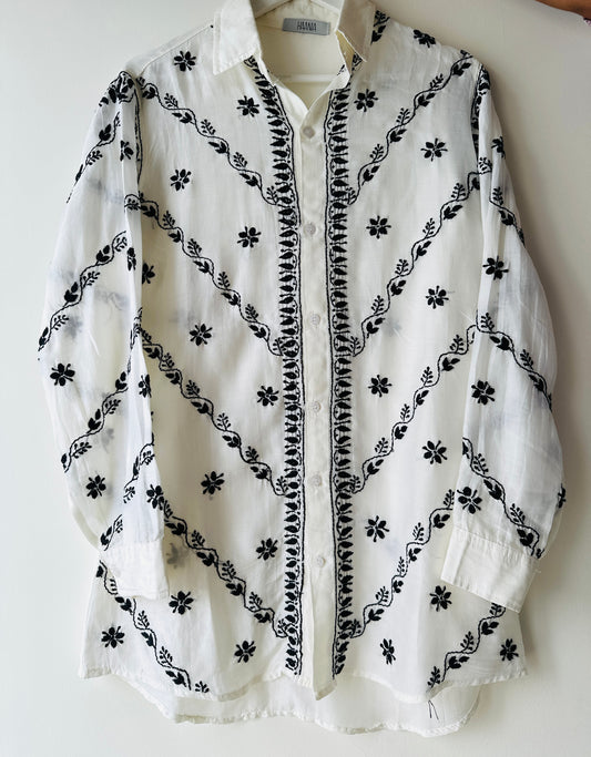 Iba Handcrafted Chikankari Muslin Shirt