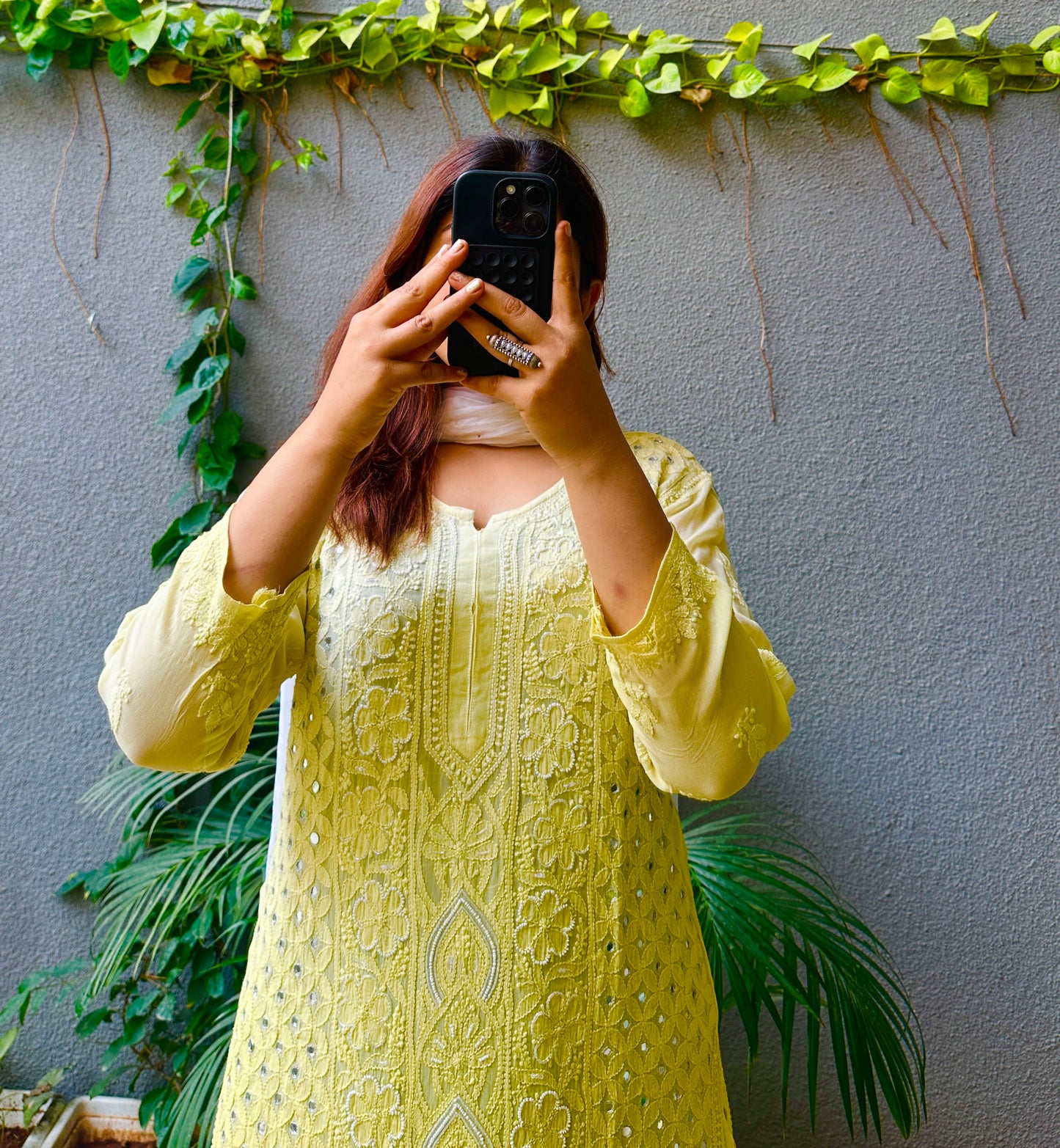 Viral Pearl & Cutdana Chikankari Kurti - Yellow