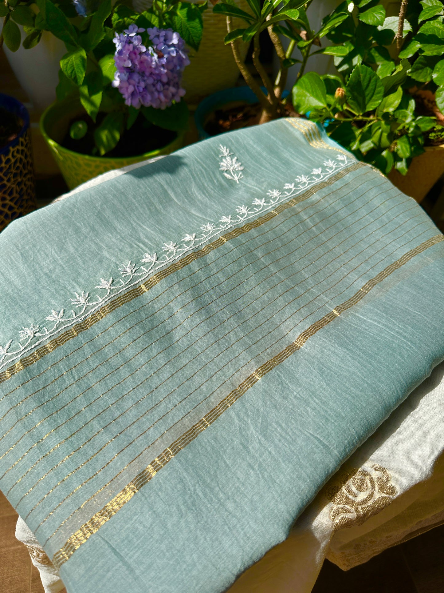 Luxe HandcraftedChikankari Mul Chanderi Anarkali