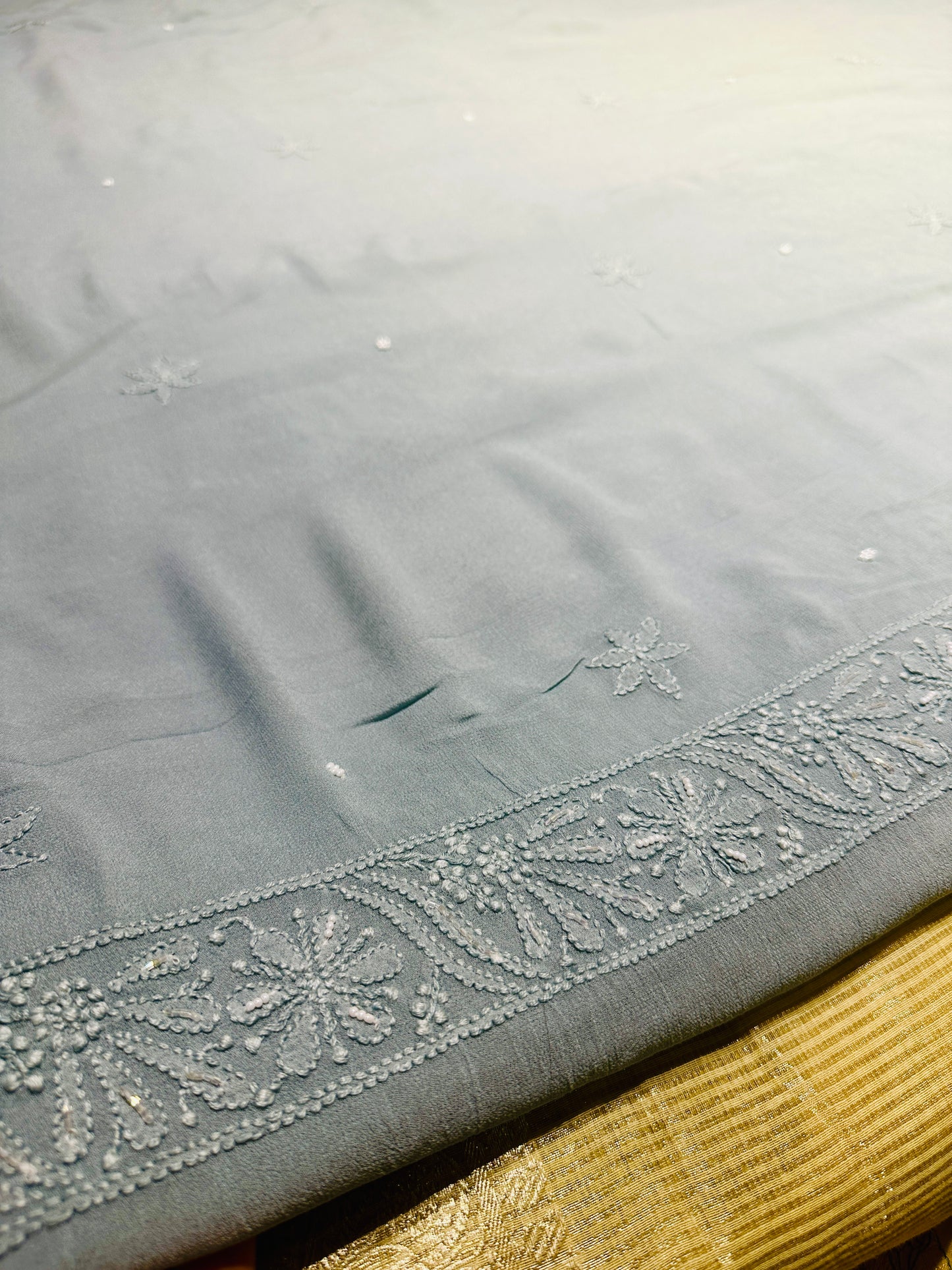 Viral Pearl & Cutdana Full Jaal Chikankari Unstitched Suit Set