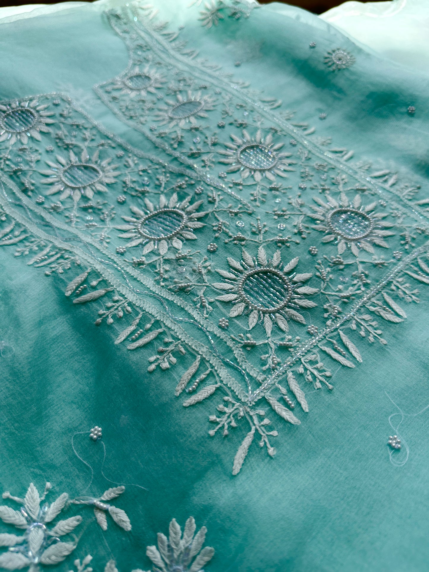 Pure Organza Silk Chikankari Suit Set
