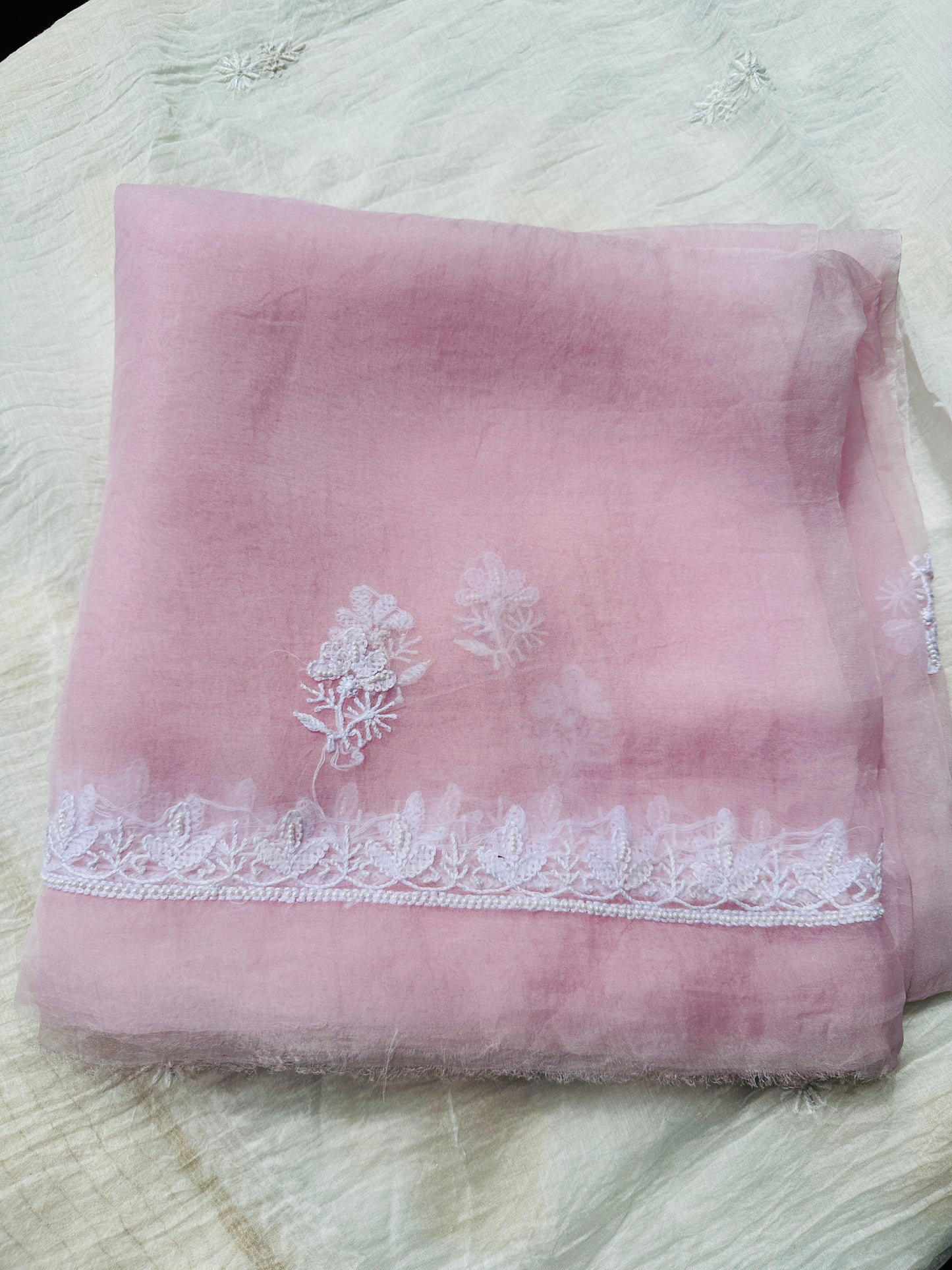 Pure Organza Silk Chikankari Suit Set