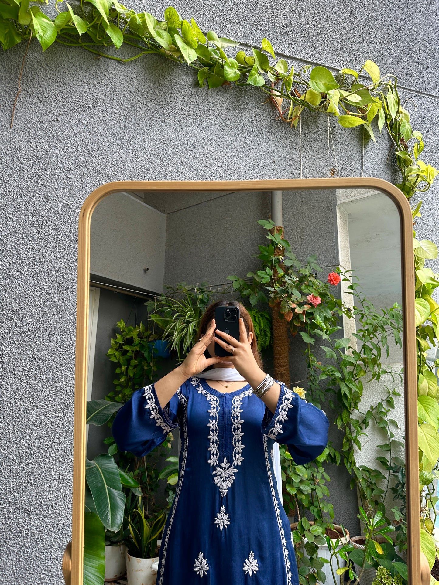 Roohi Modal Silk Chikankari A-Line Kurta