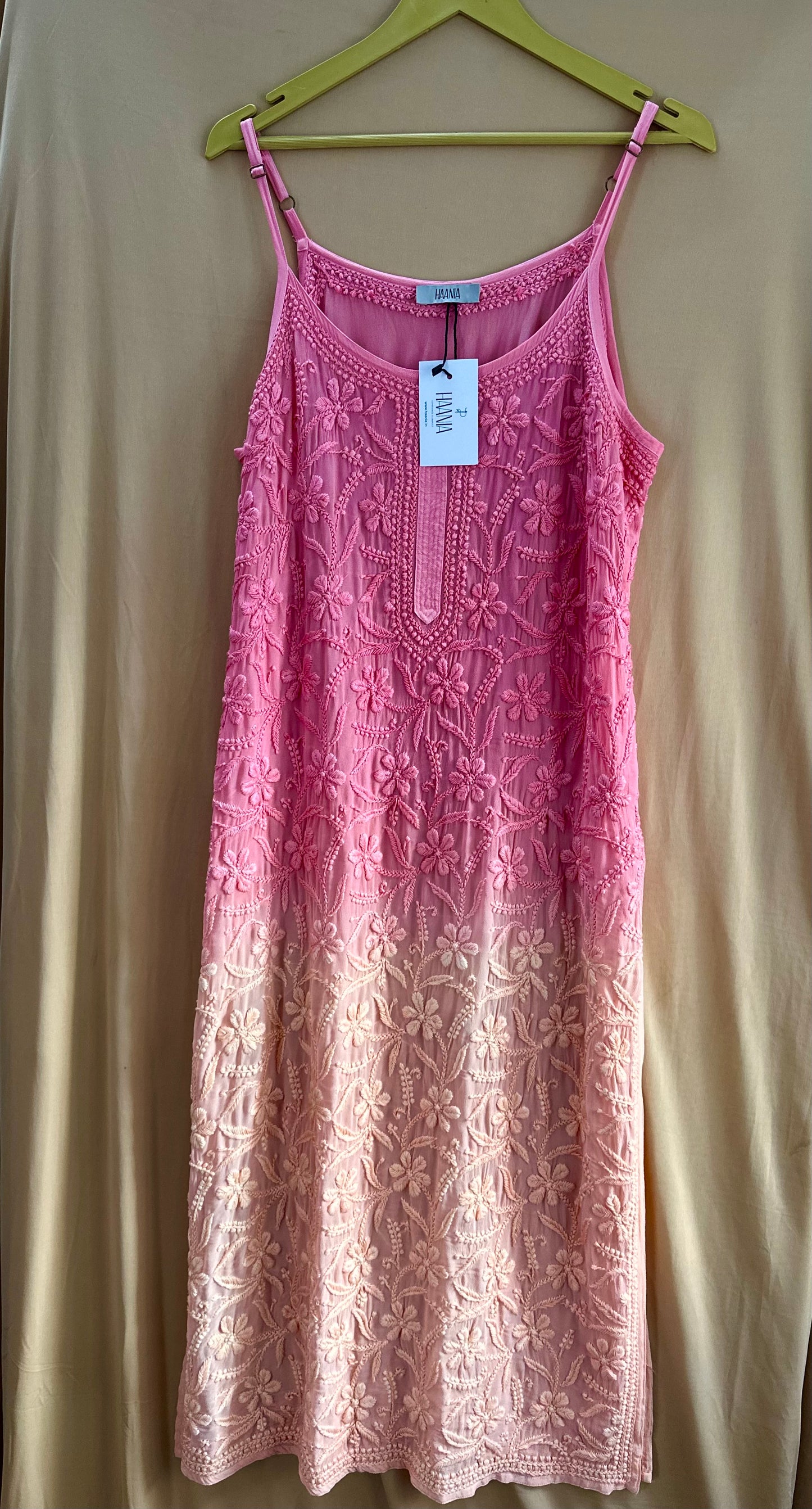 Diva Pink Ombre Chikankari Noodle Strap Kurta