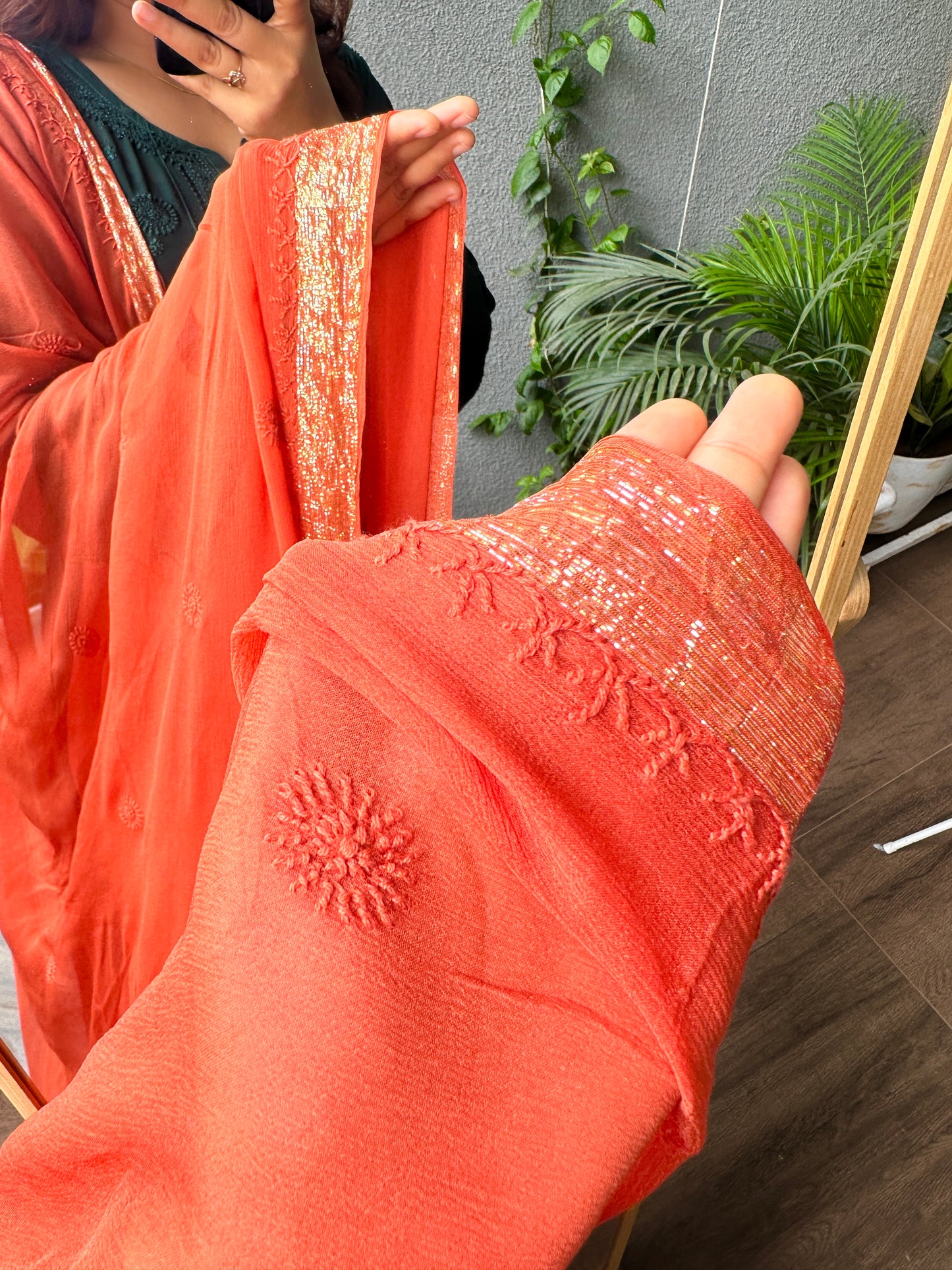 Handcrafted Chikankari Viscose Anarkali & Dupatta set