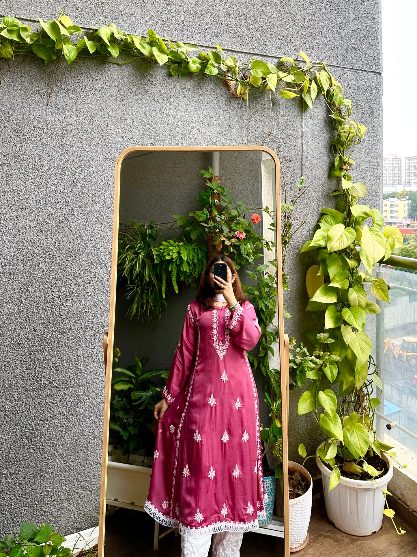 Roohi Modal Silk Chikankari A-Line Kurta