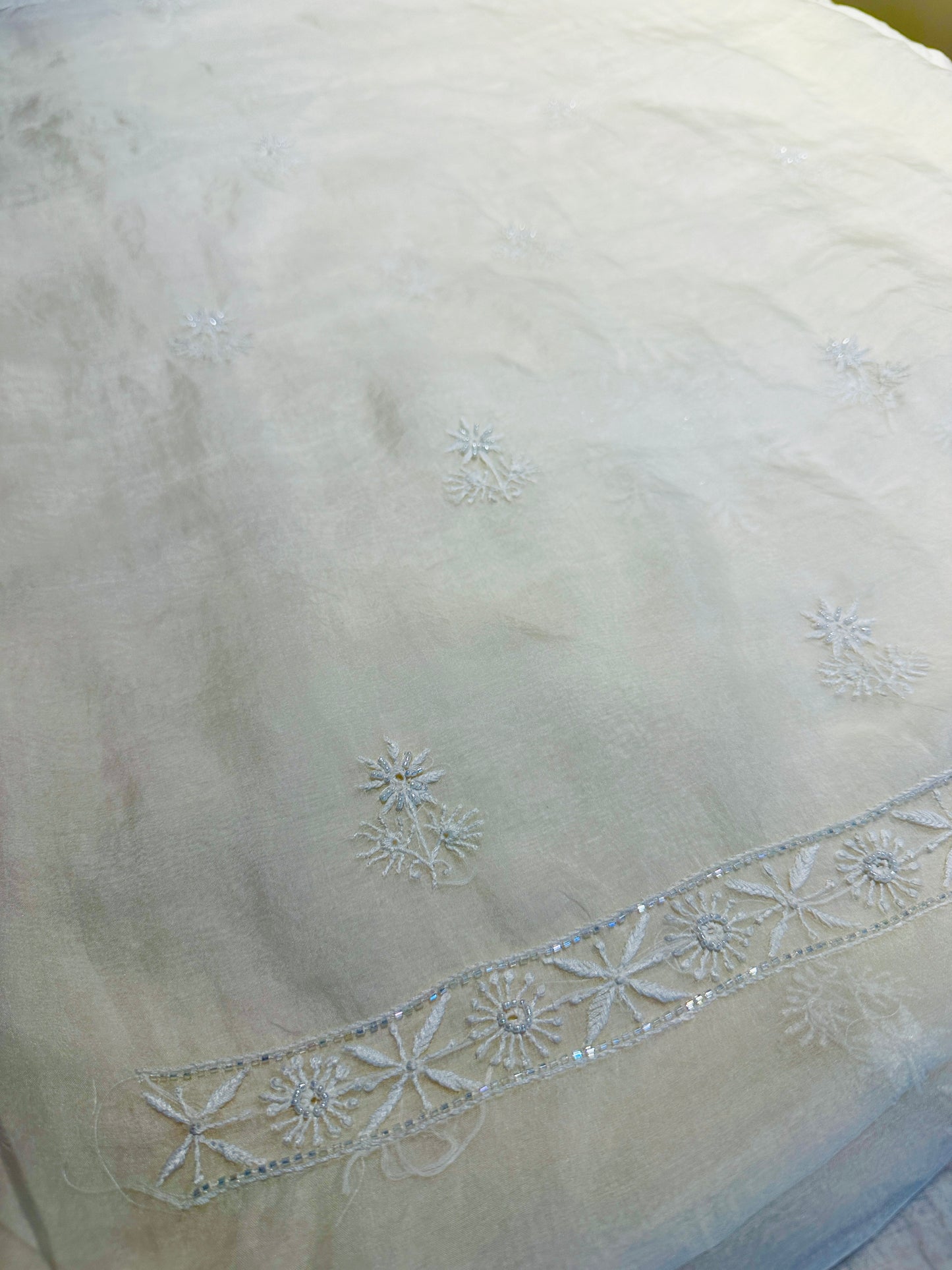 Pure Organza Silk Chikankari Suit Set