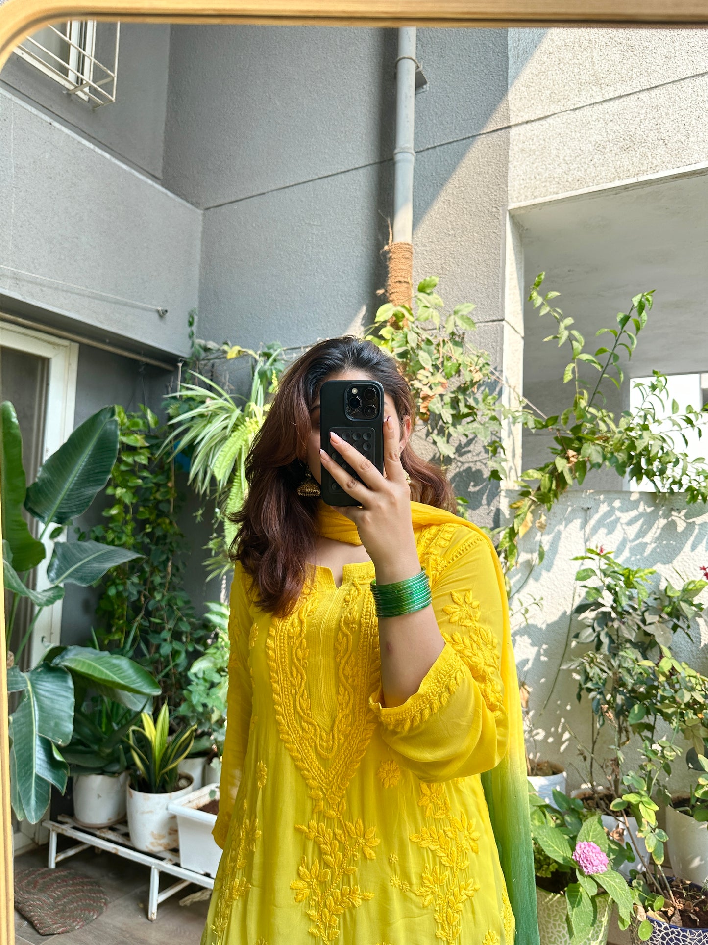 Marigold Muse Handcrafted Chikankari Suit Set