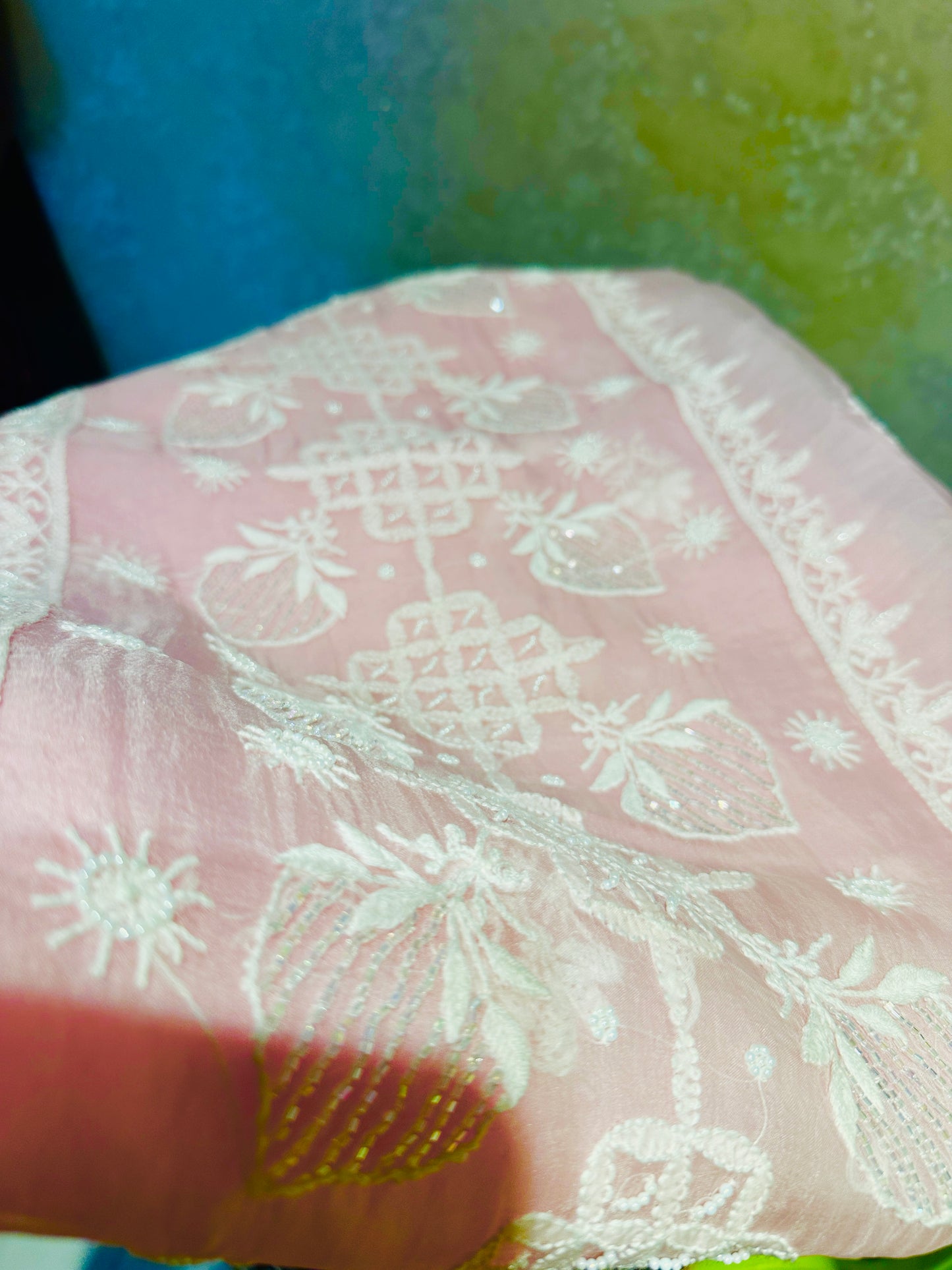 Pure Organza Silk Chikankari Suit Set