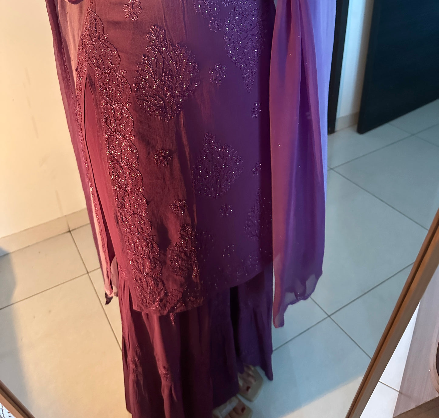 Raina Handcrafted Chikankari Double Layer Garara Set