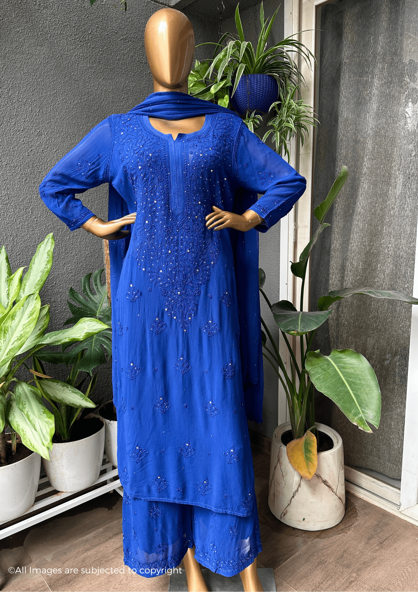 Adila Chikankari Full Jaal Suit Set