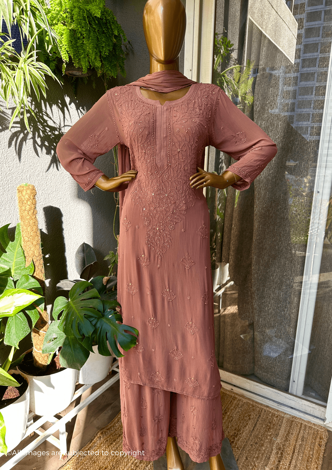Adila Chikankari Full Jaal Suit Set