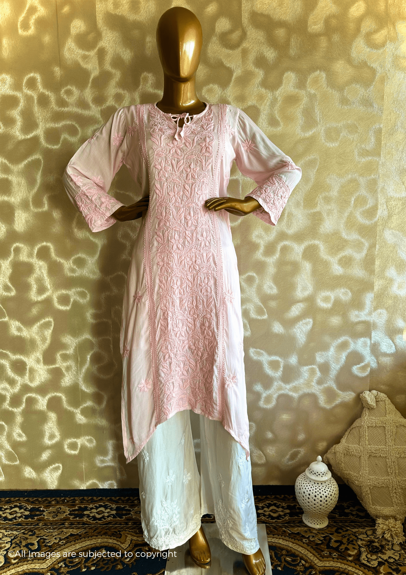 Afra Handcrafted Chikankari Modal Cotton Kurta