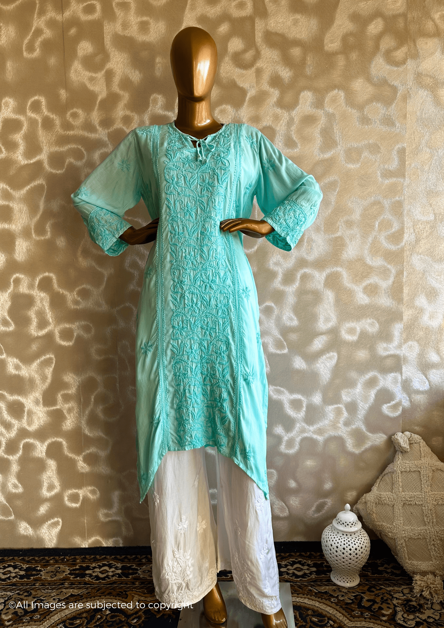 Afra Handcrafted Chikankari Modal Cotton Kurta