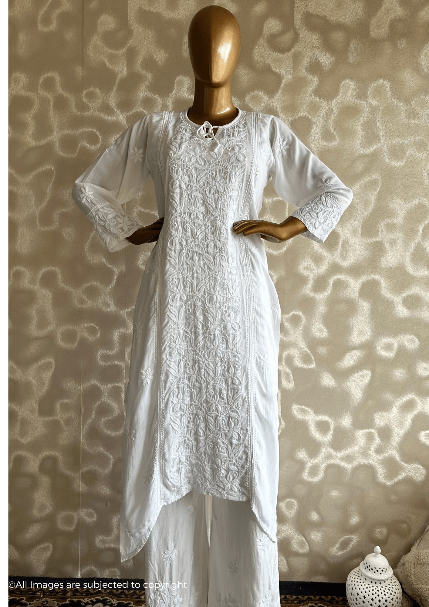 Afra Handcrafted Chikankari Modal Cotton Kurta