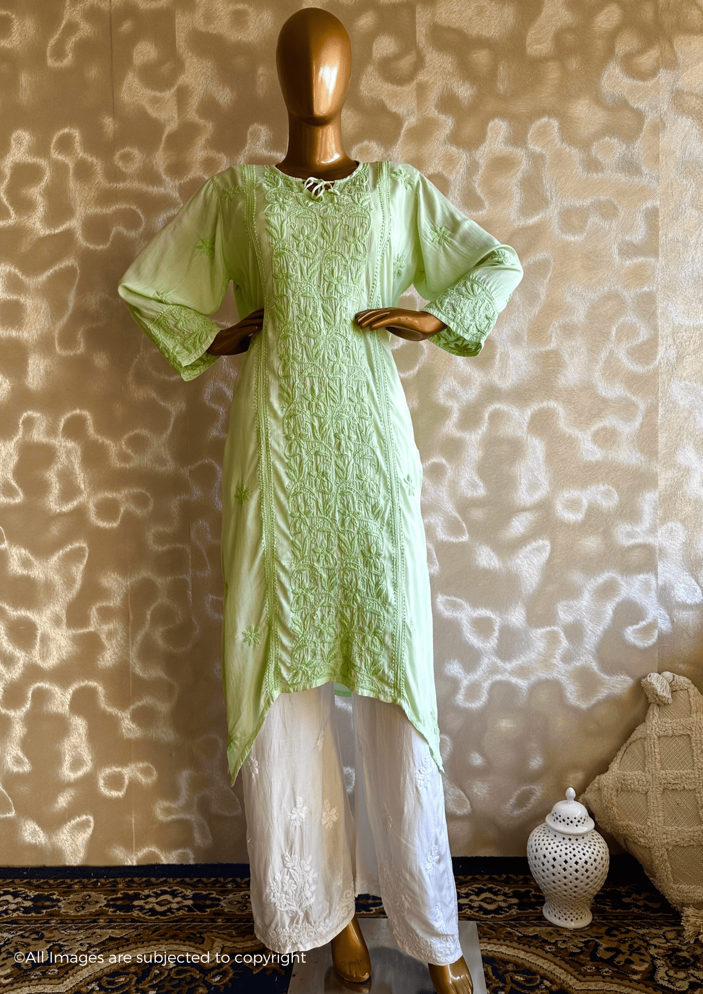 Afra Handcrafted Chikankari Modal Cotton Kurta