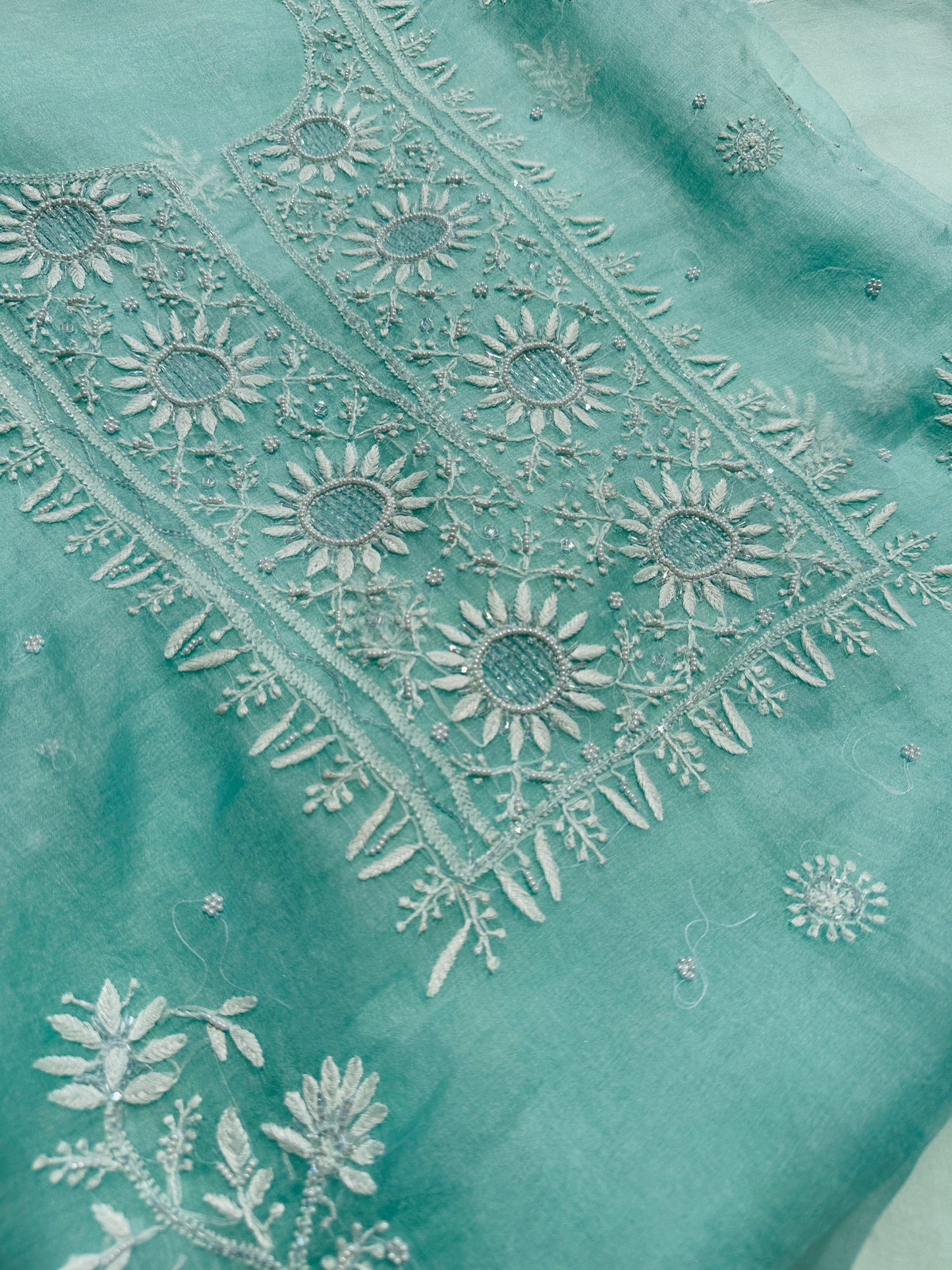 Pure Organza Silk Chikankari Suit Set