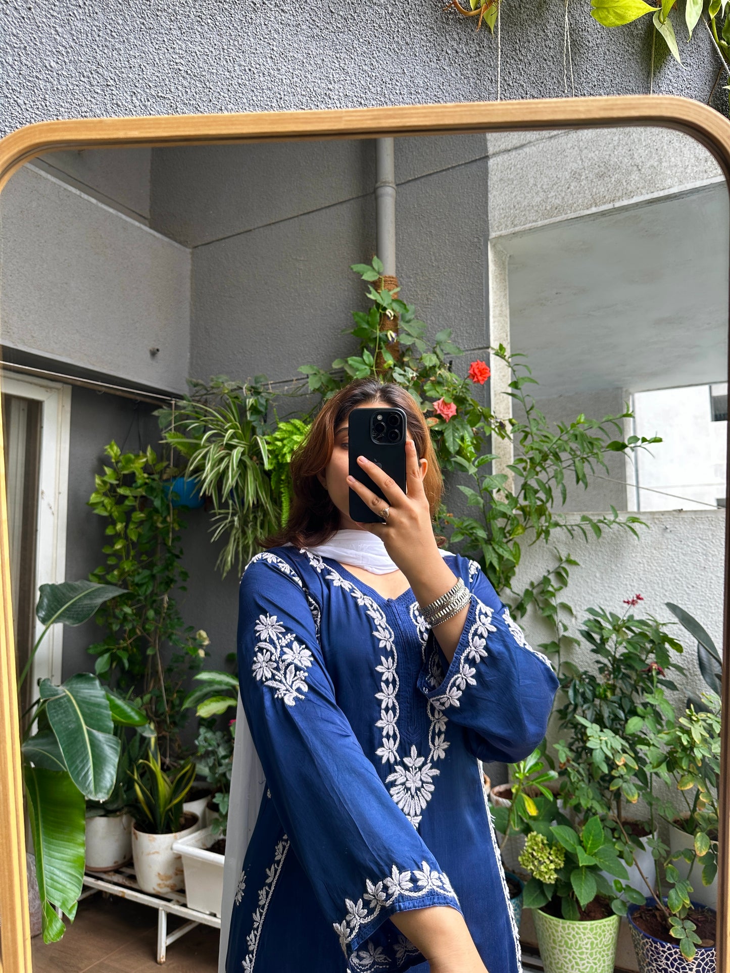 Roohi Modal Silk Chikankari A-Line Kurta