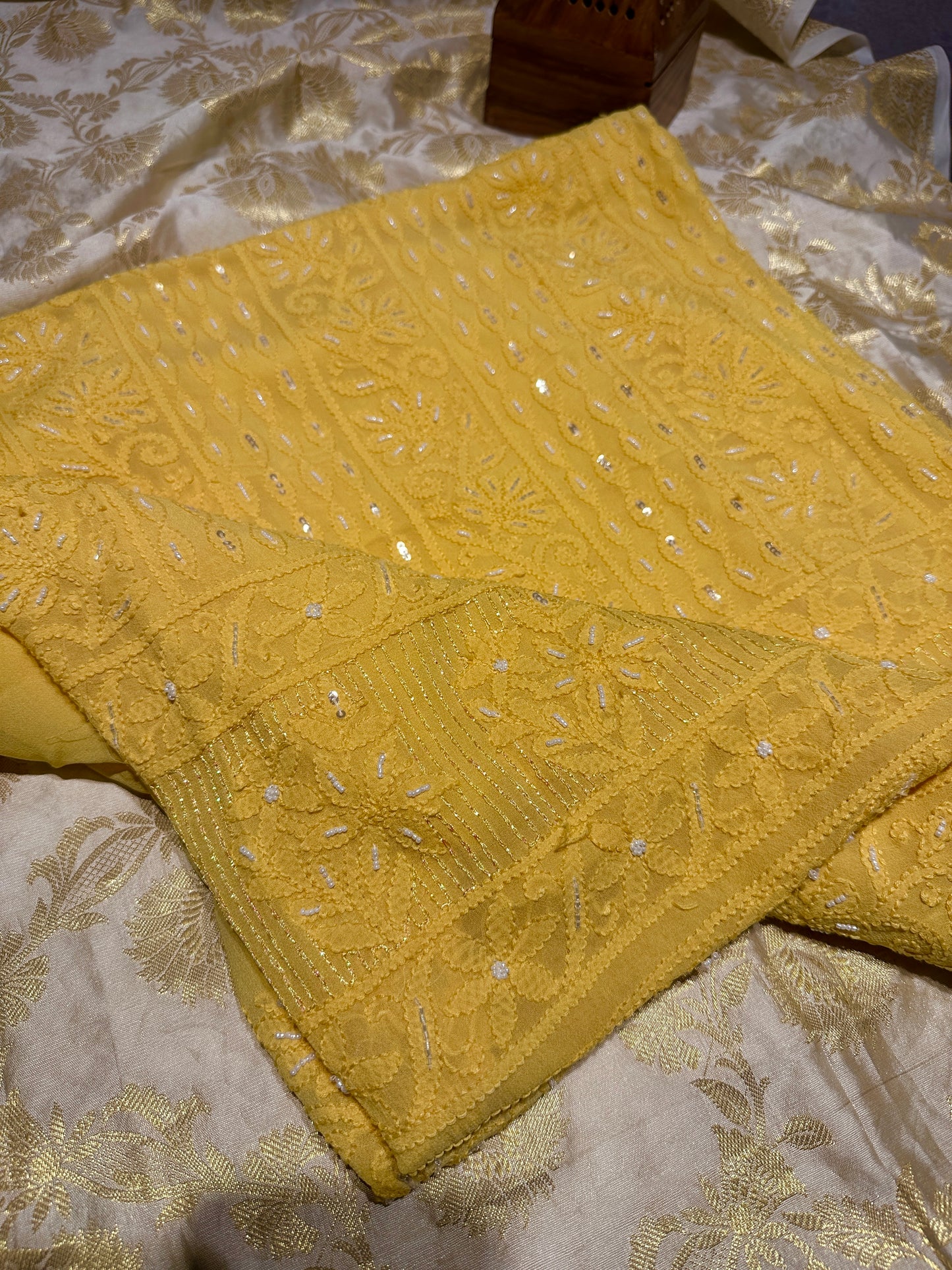 Viral Pearl & Cutdana Full Jaal Chikankari Unstitched Suit Set