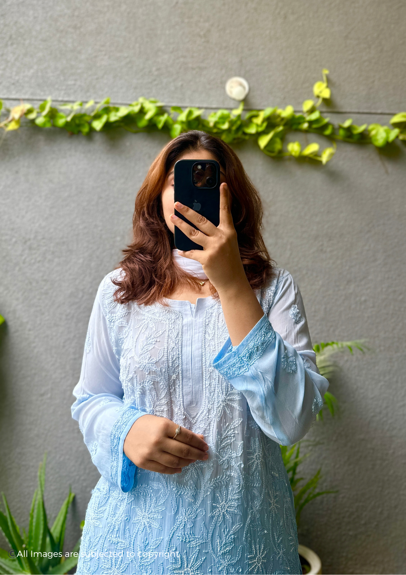 Handcrafted Chikankari Pearl & Cutdana Kurta Palazzo set