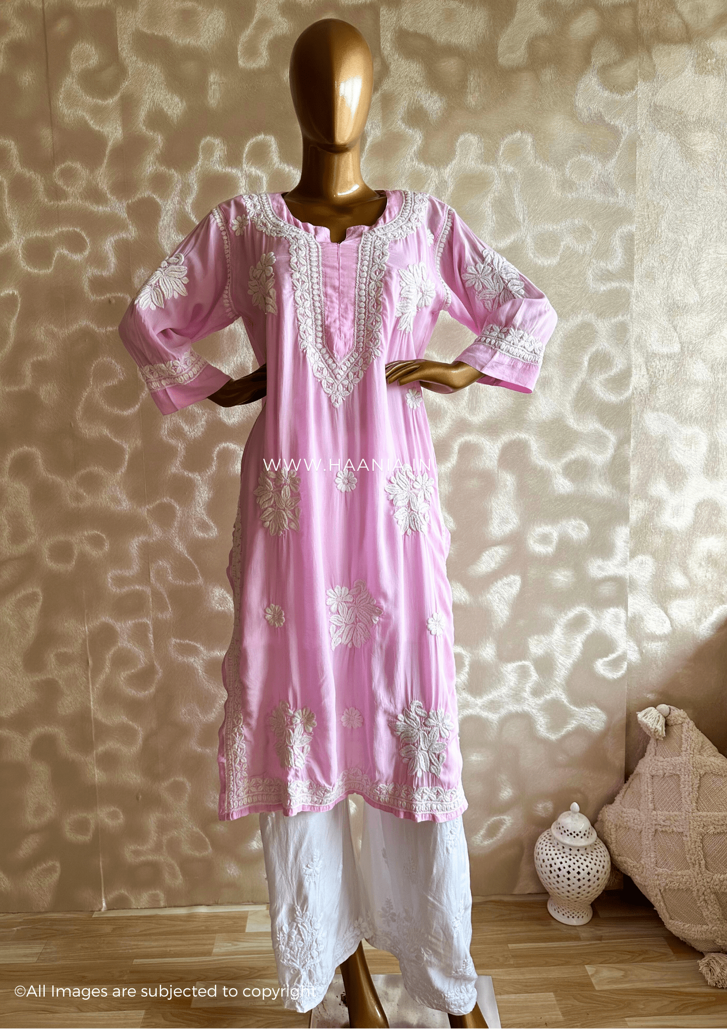 Handcrafted Modal Cotton 3D Chikankari Kurta