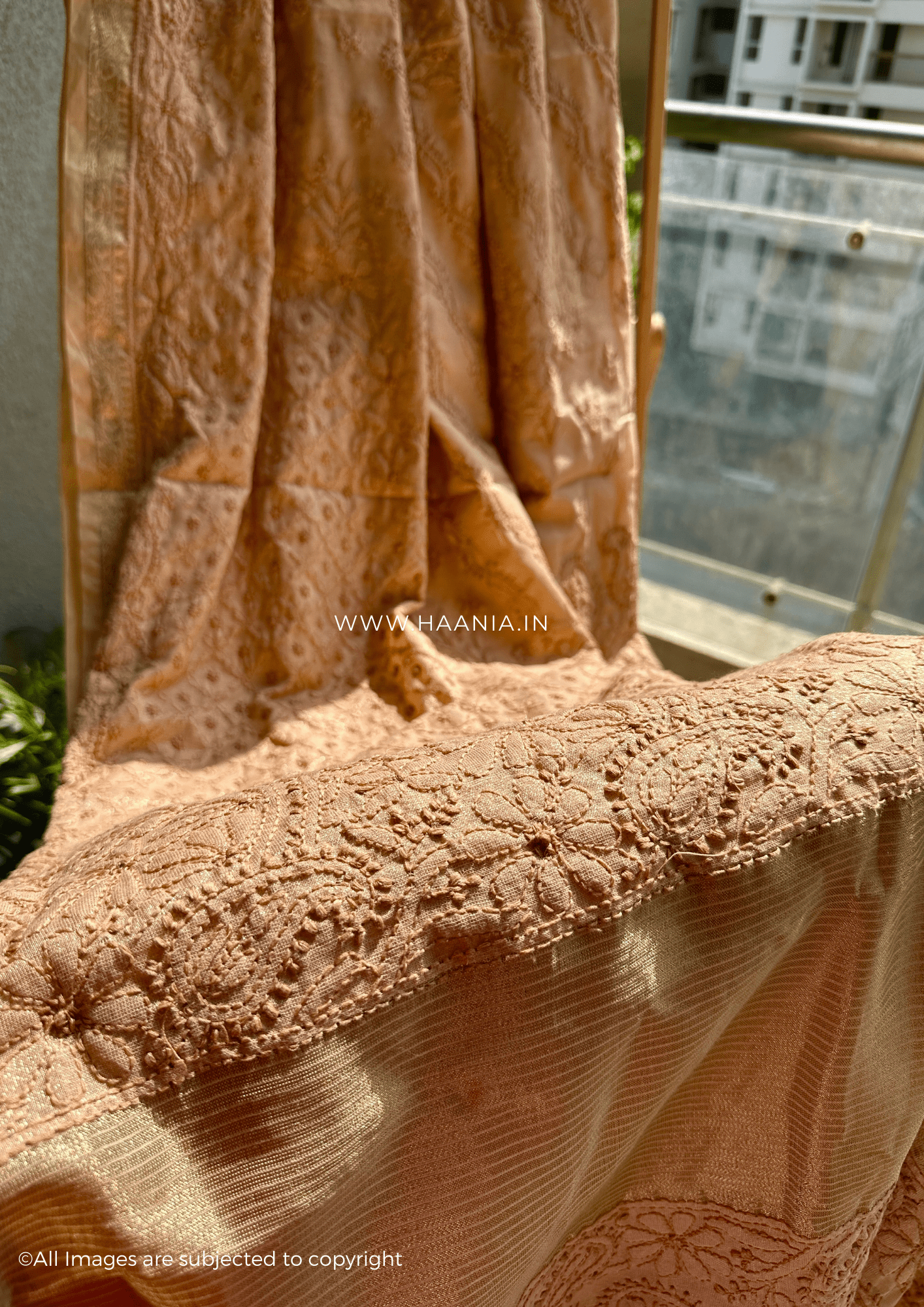 Chandani Handcrafted Chikankari Chanderi Saree