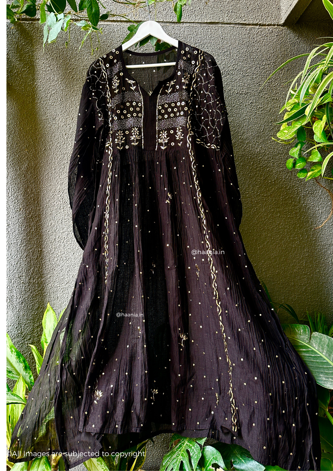 Chandani Handcrafted Chikankari Mul Chanderi A-line Kurta Set