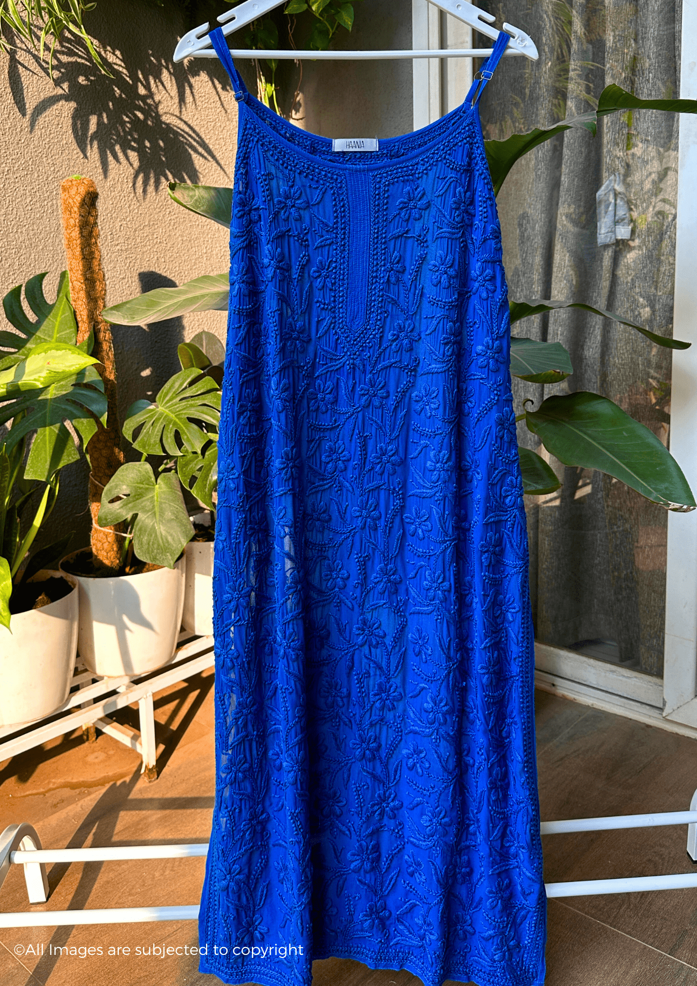 Handcrafted Chikankari Noodle Strap Long Kurta