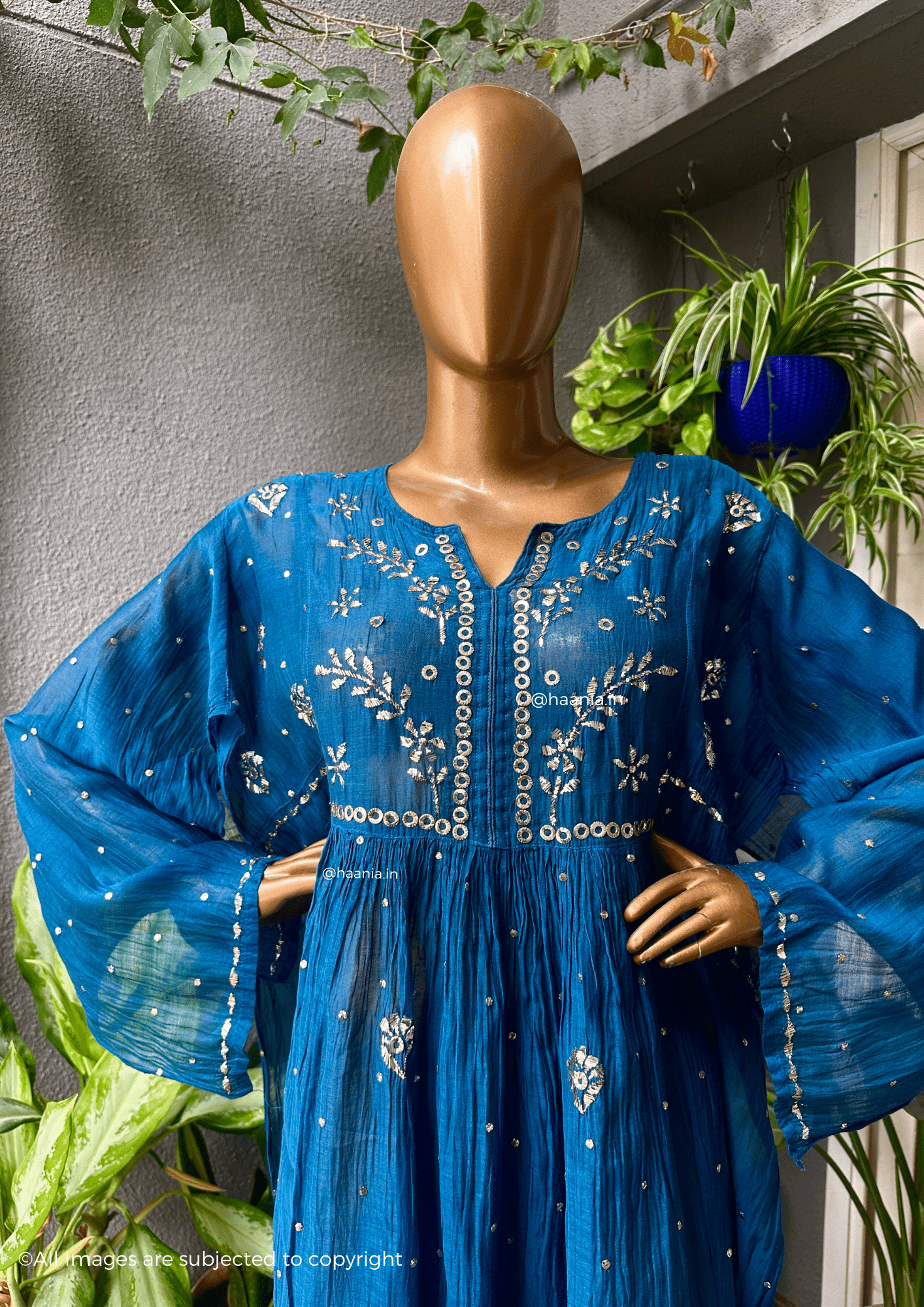 Chandani Handcrafted Chikankari Mul Chanderi A-line Kurta Set