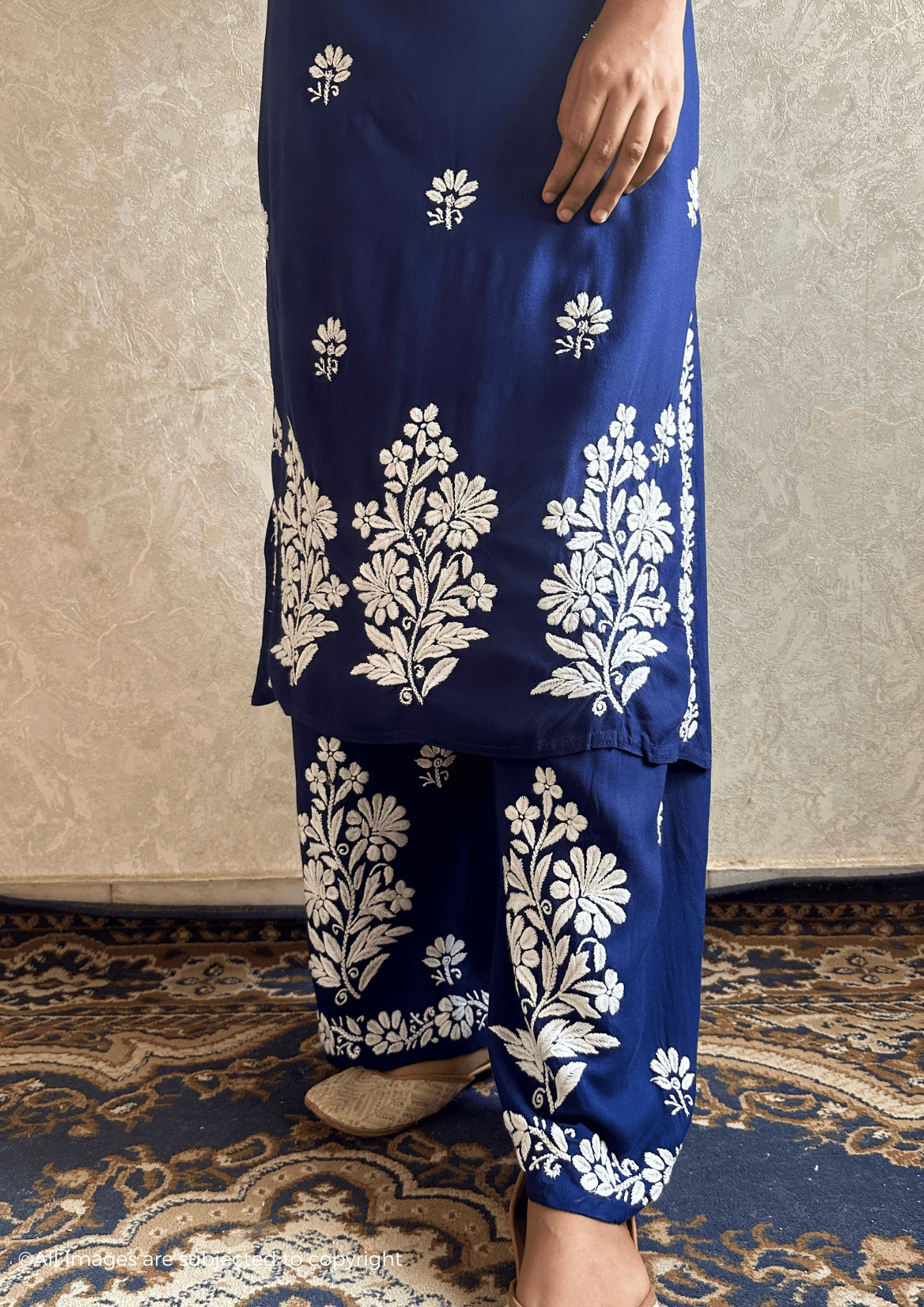 Khushboo Chikankari Noodle Strap Modal Cotton Suit Set