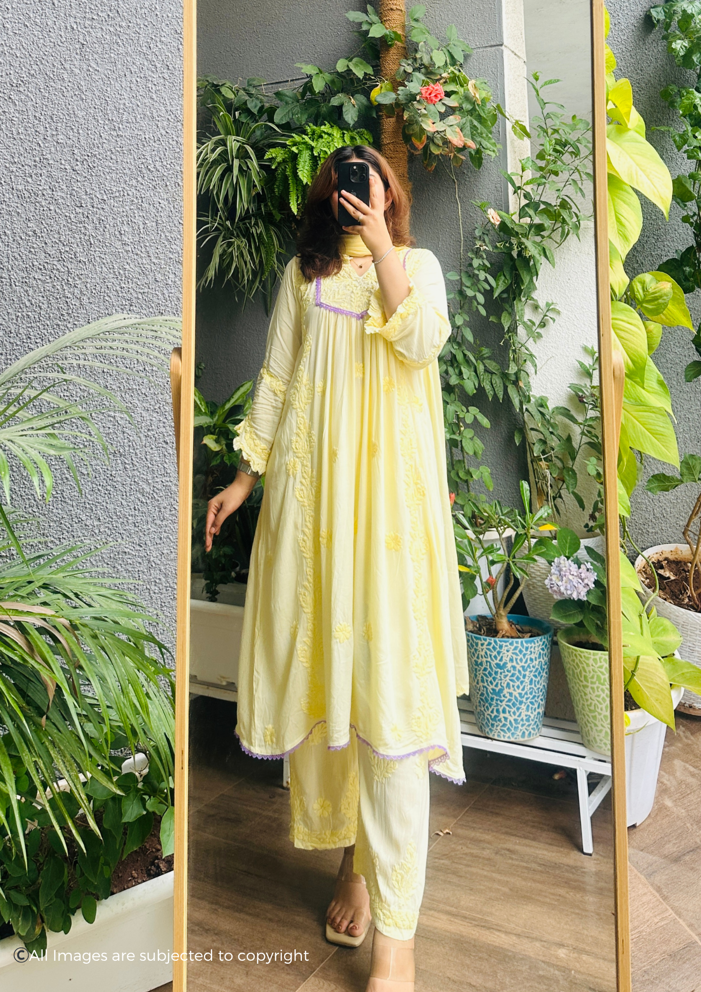Butter Yellow Handcrafted Chikankari Suit Set