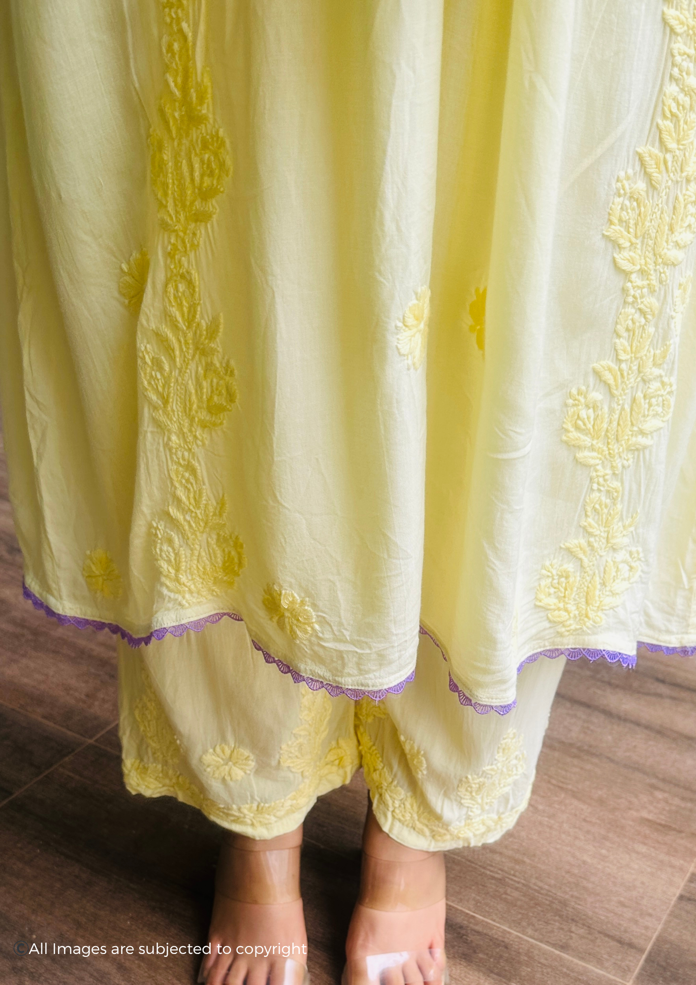 Butter Yellow Handcrafted Chikankari Suit Set