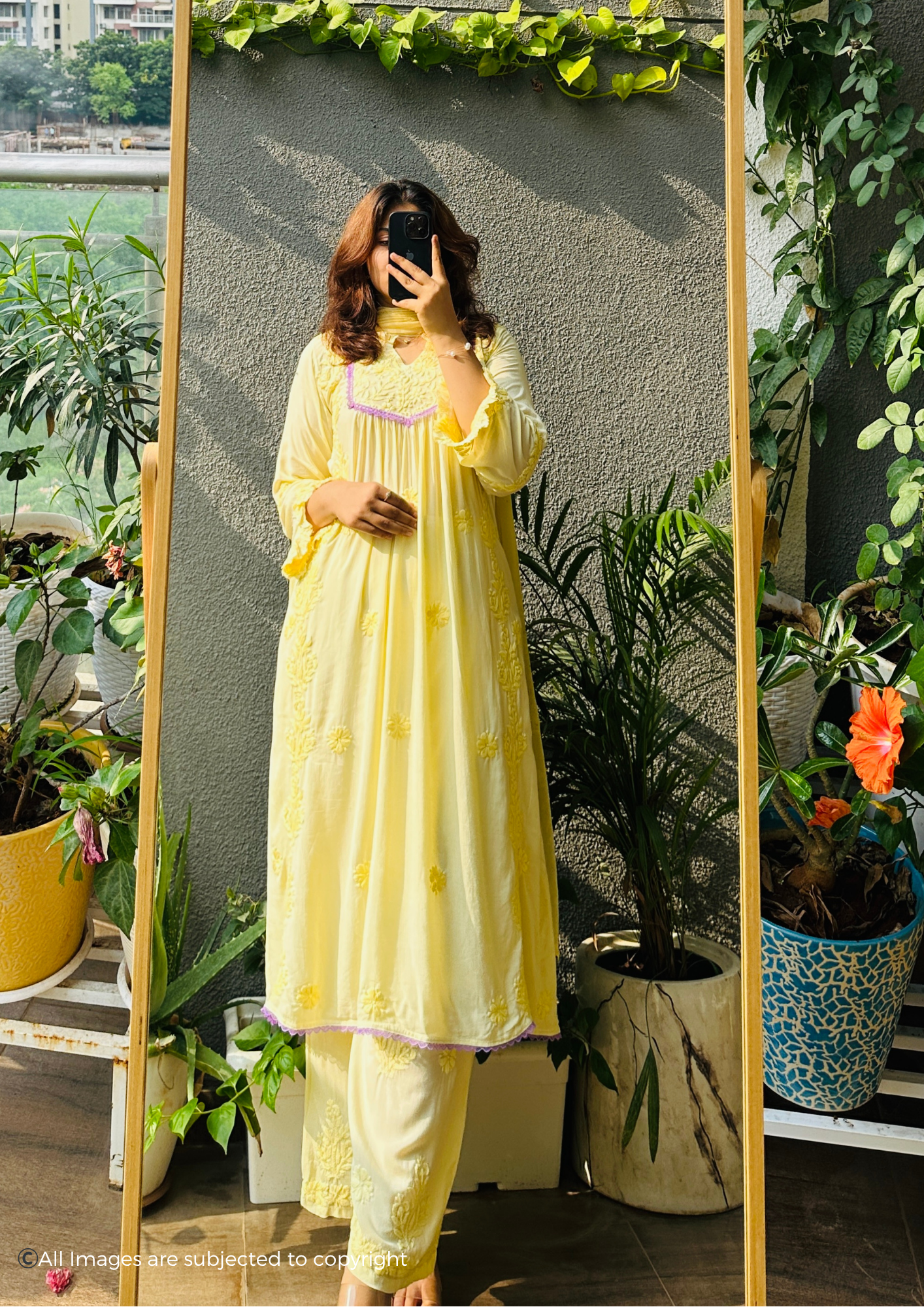 Butter Yellow Handcrafted Chikankari Suit Set