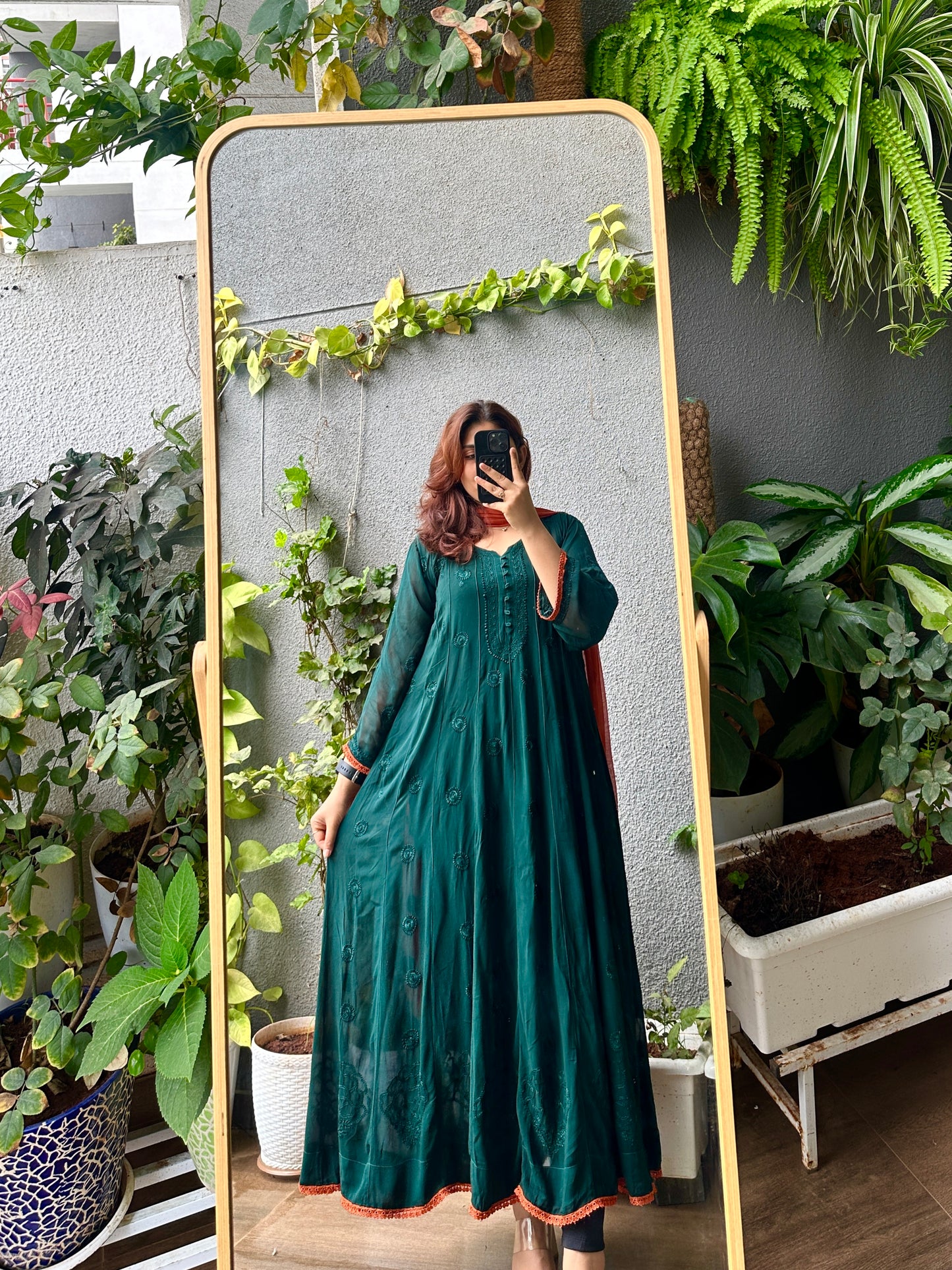 Handcrafted Chikankari Viscose Anarkali & Dupatta set