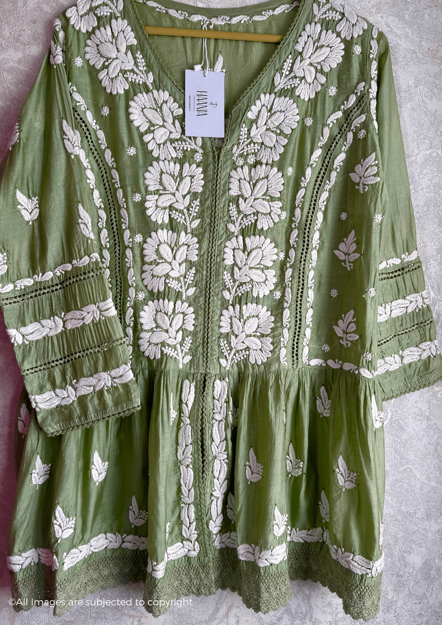 Chanderi Handcrafted Chikankari Short Kurti