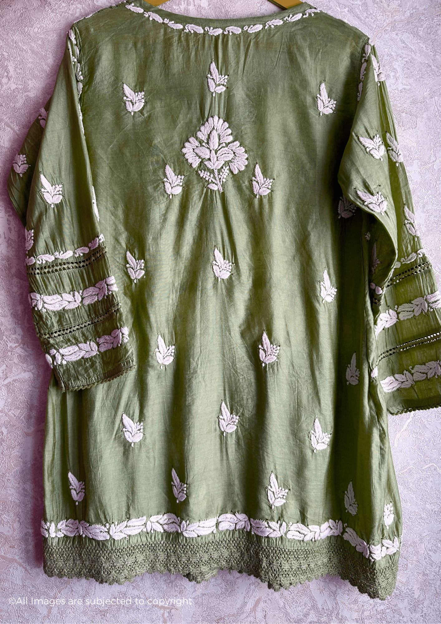 Chanderi Handcrafted Chikankari Short Kurti