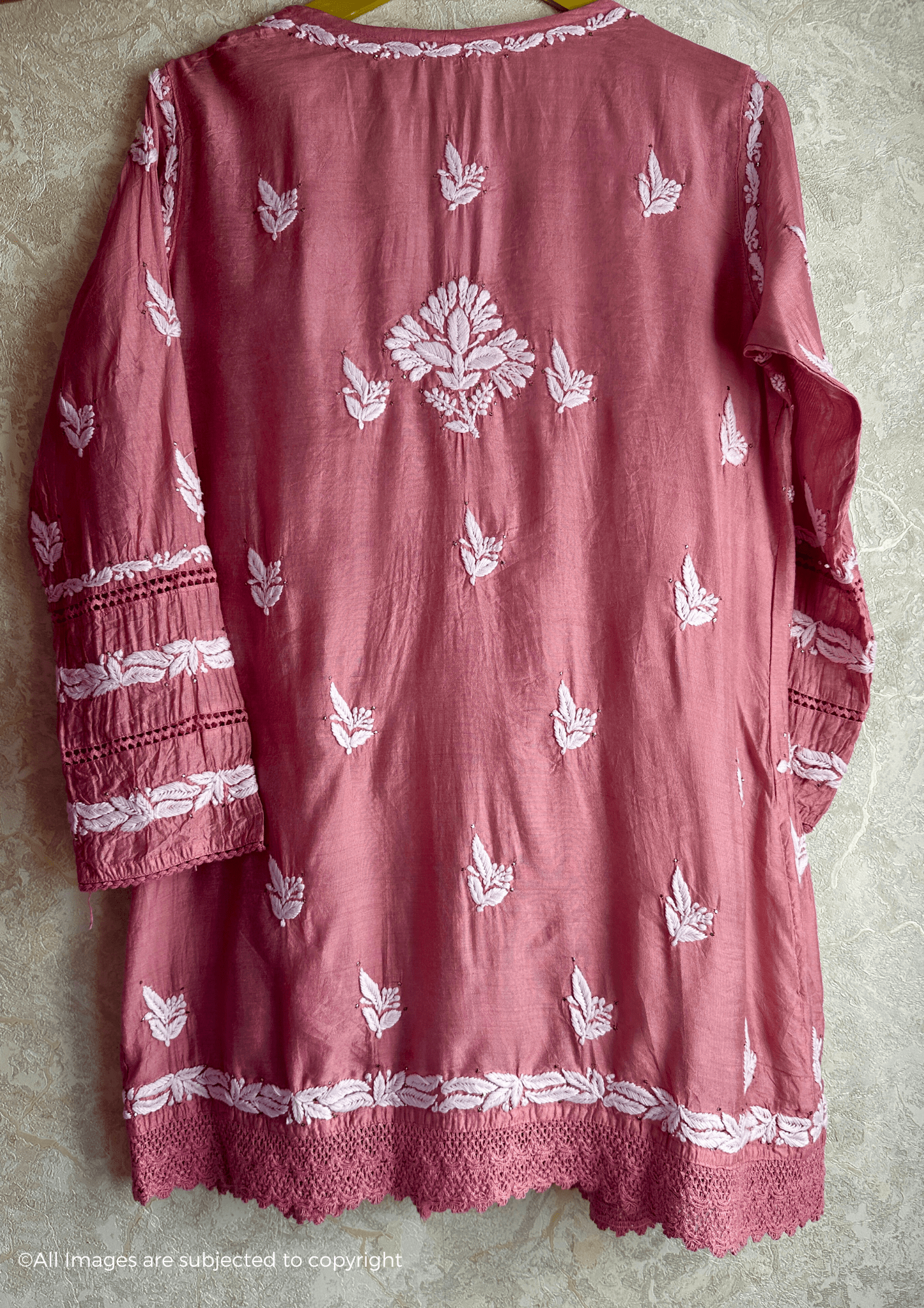 Chanderi Handcrafted Chikankari Short Kurti