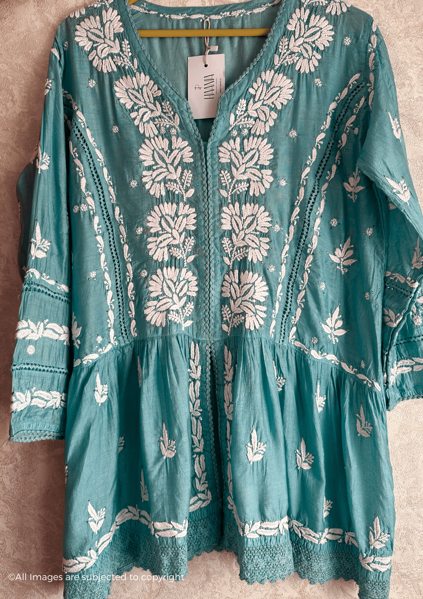 Chanderi Handcrafted Chikankari Short Kurti