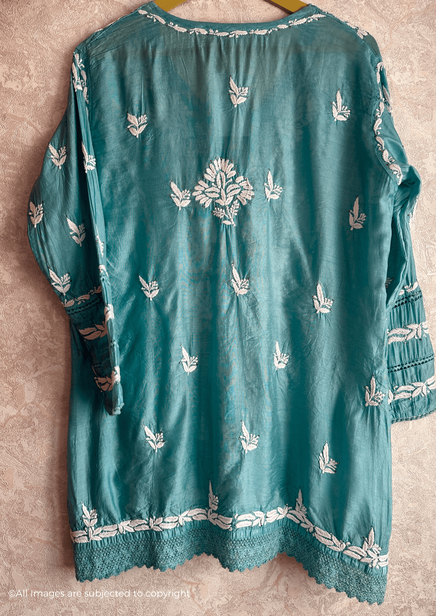 Chanderi Handcrafted Chikankari Short Kurti