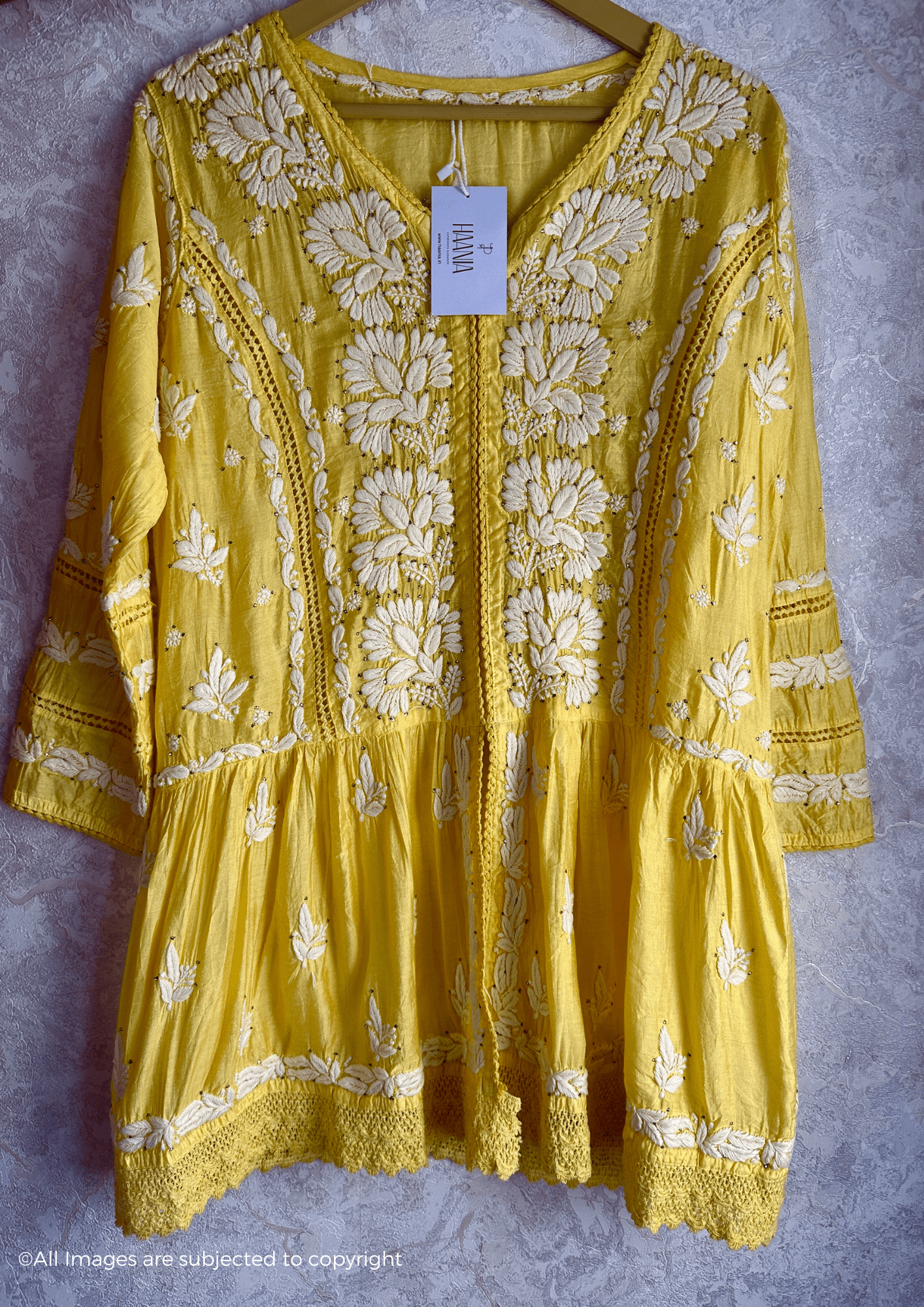 Chanderi Handcrafted Chikankari Short Kurti