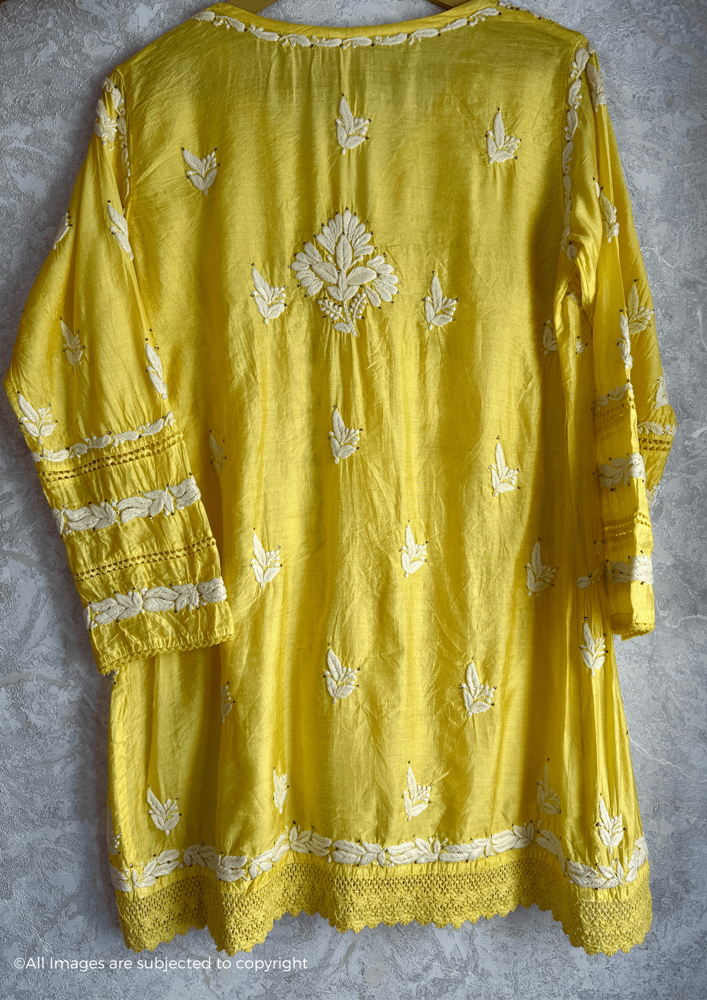 Chanderi Handcrafted Chikankari Short Kurti