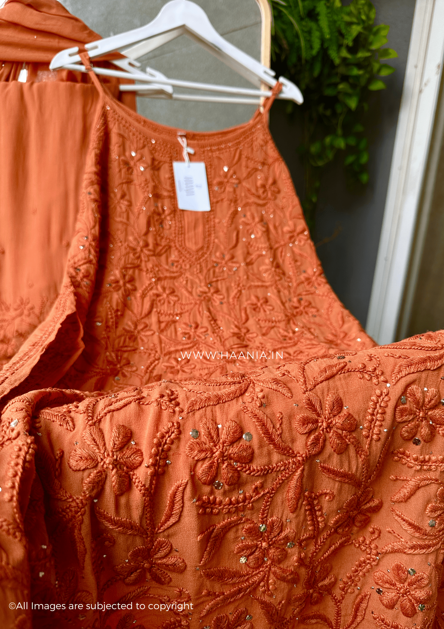 Diva Chikankari Mukaish Noodle Strap Suit Set