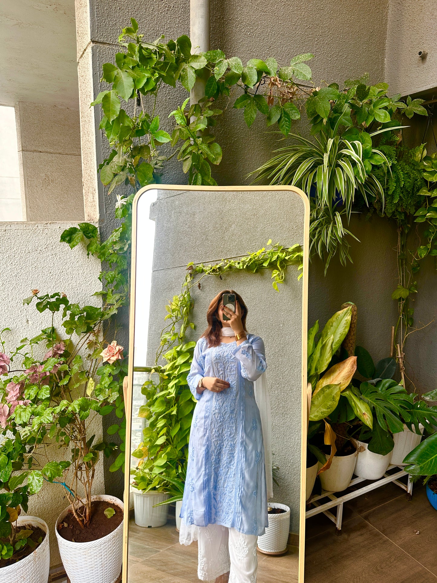 Zoya Premium Muslin Chikankari Kurti with Mukaish embellishments