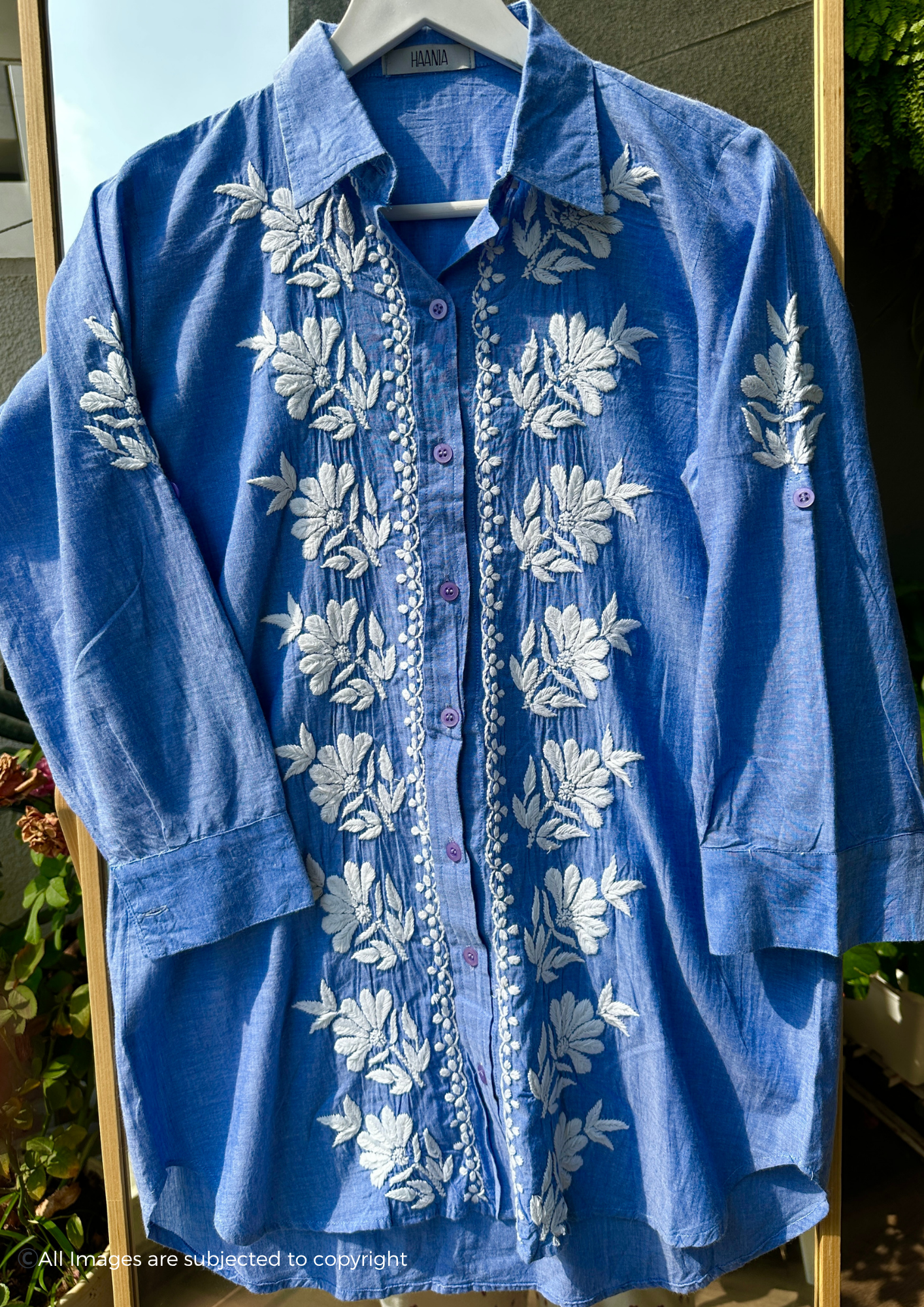 Handcrafted Chikankari Denim Cotton Co-ord set