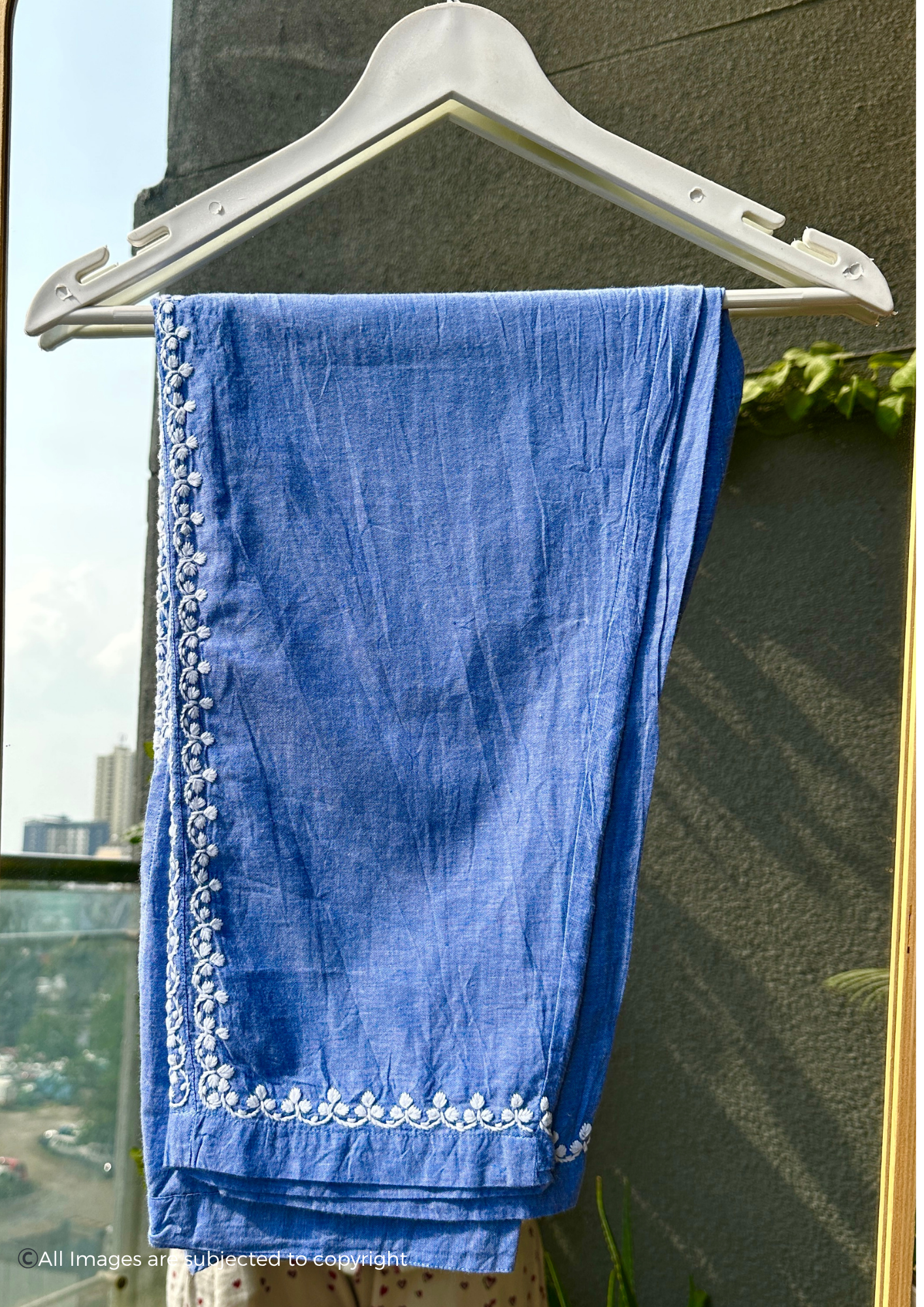 Handcrafted Chikankari Denim Cotton Co-ord set