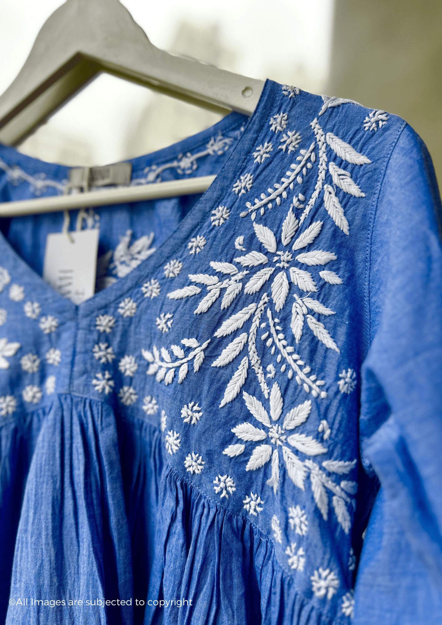 Handcrafted Chikankari Denim Short Top